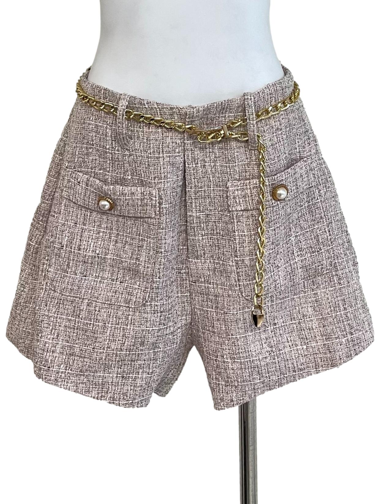 Cool Latte Shiny Tweed Shorts