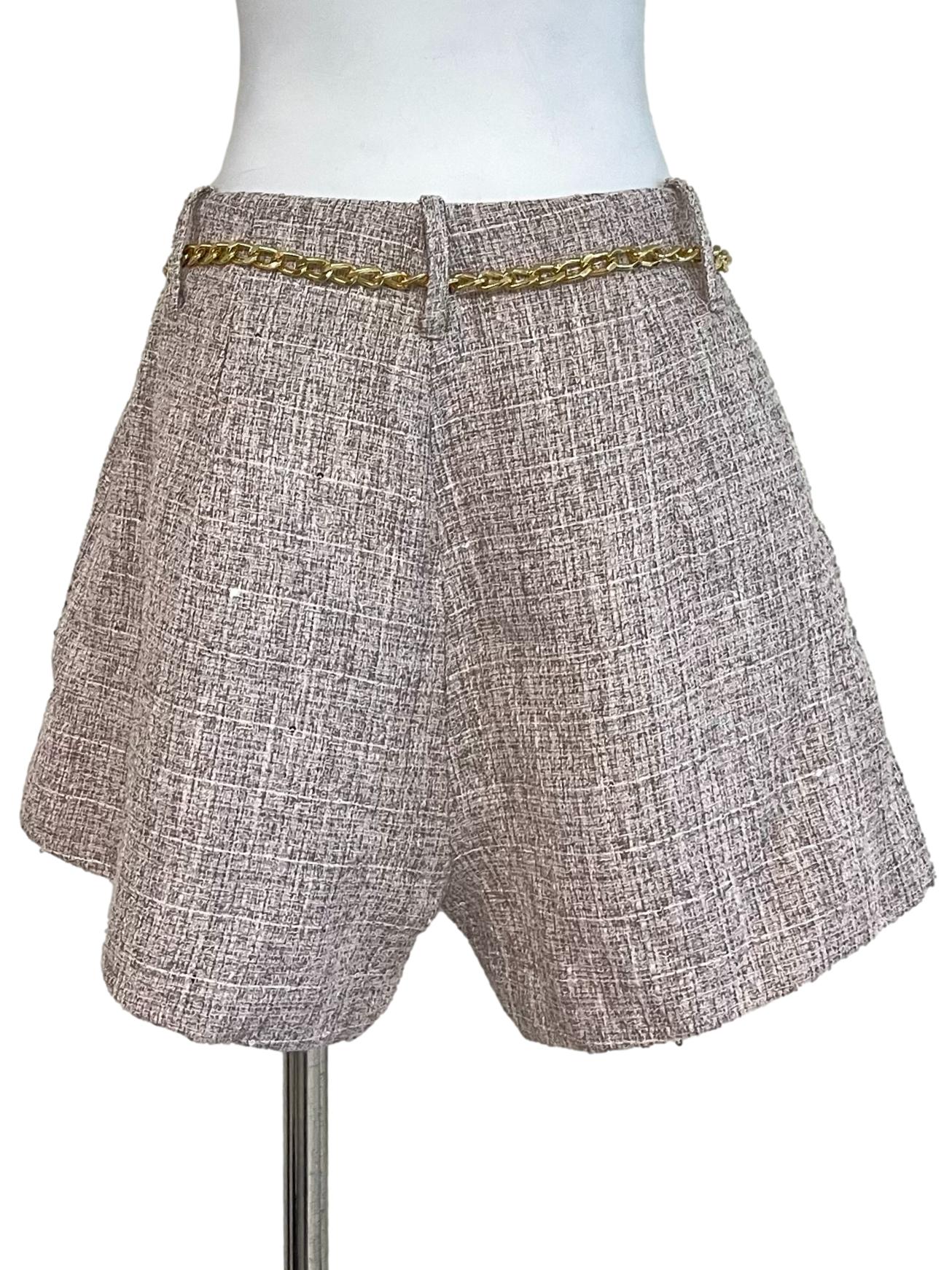 Cool Latte Shiny Tweed Shorts