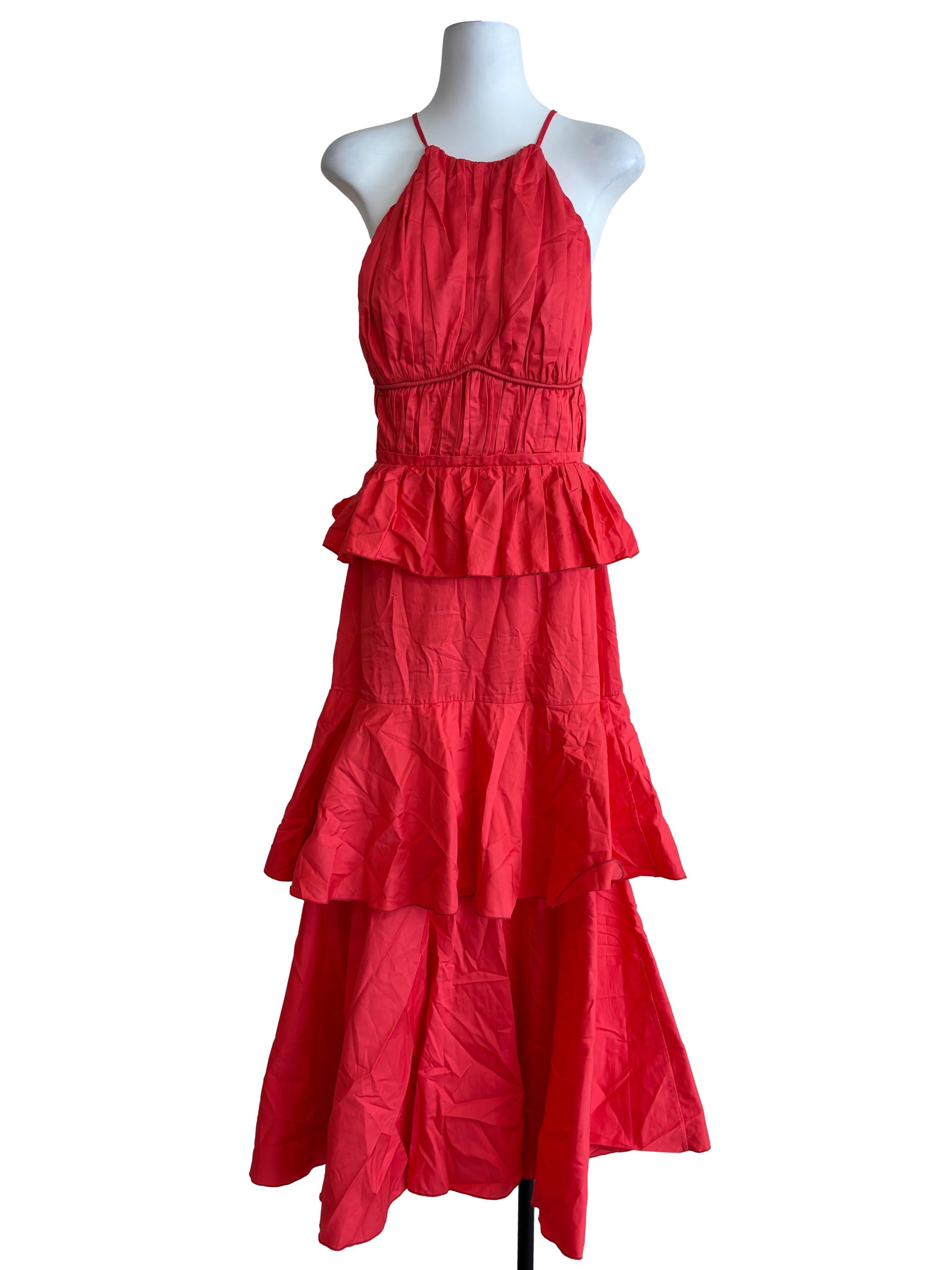 Strawberry Red Layered Cotton Dress