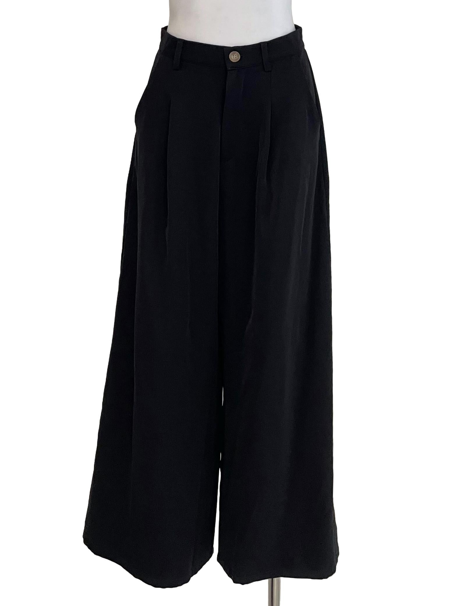 Black Pleated Wide Leg Pants