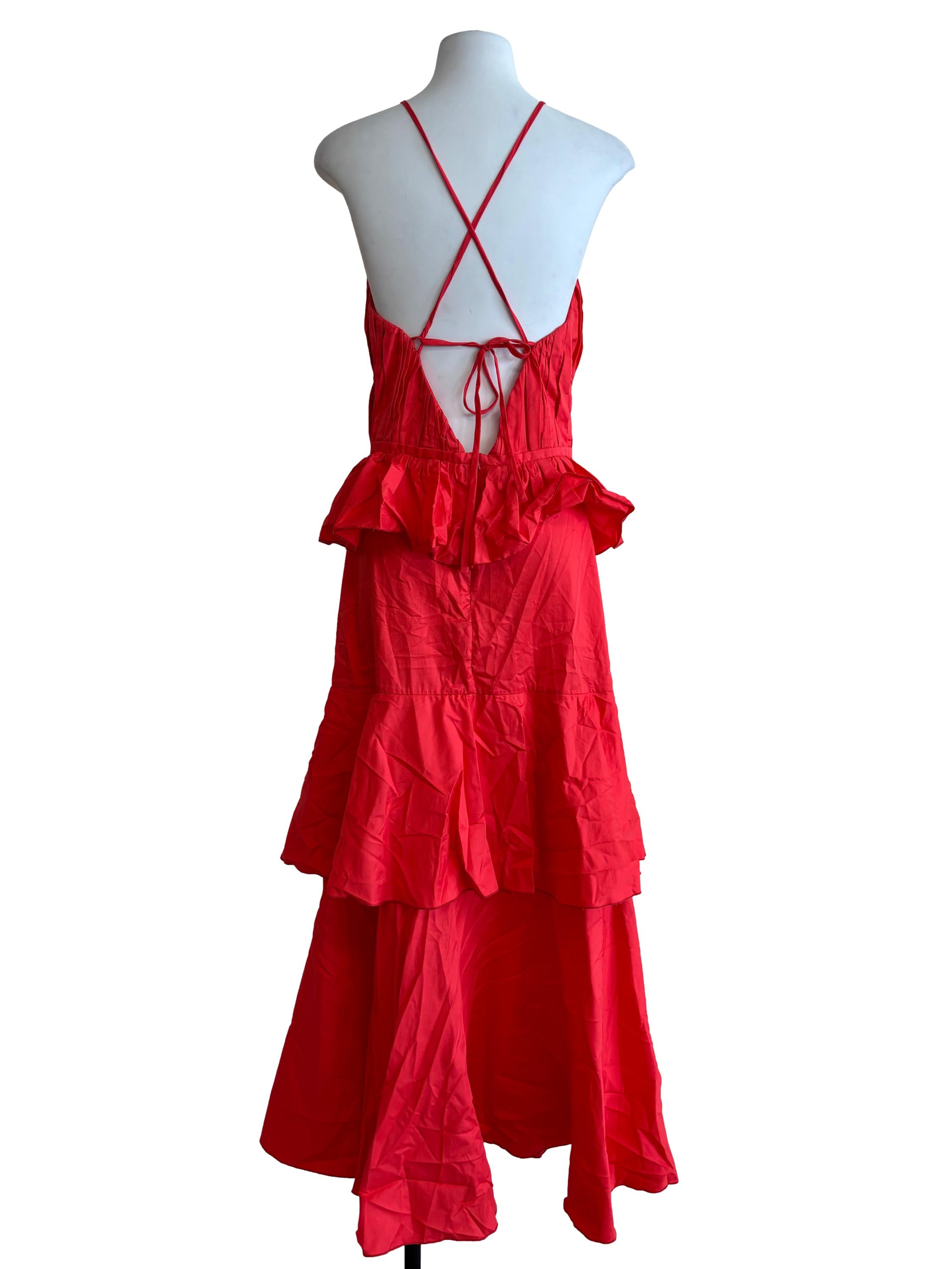 Strawberry Red Layered Cotton Dress