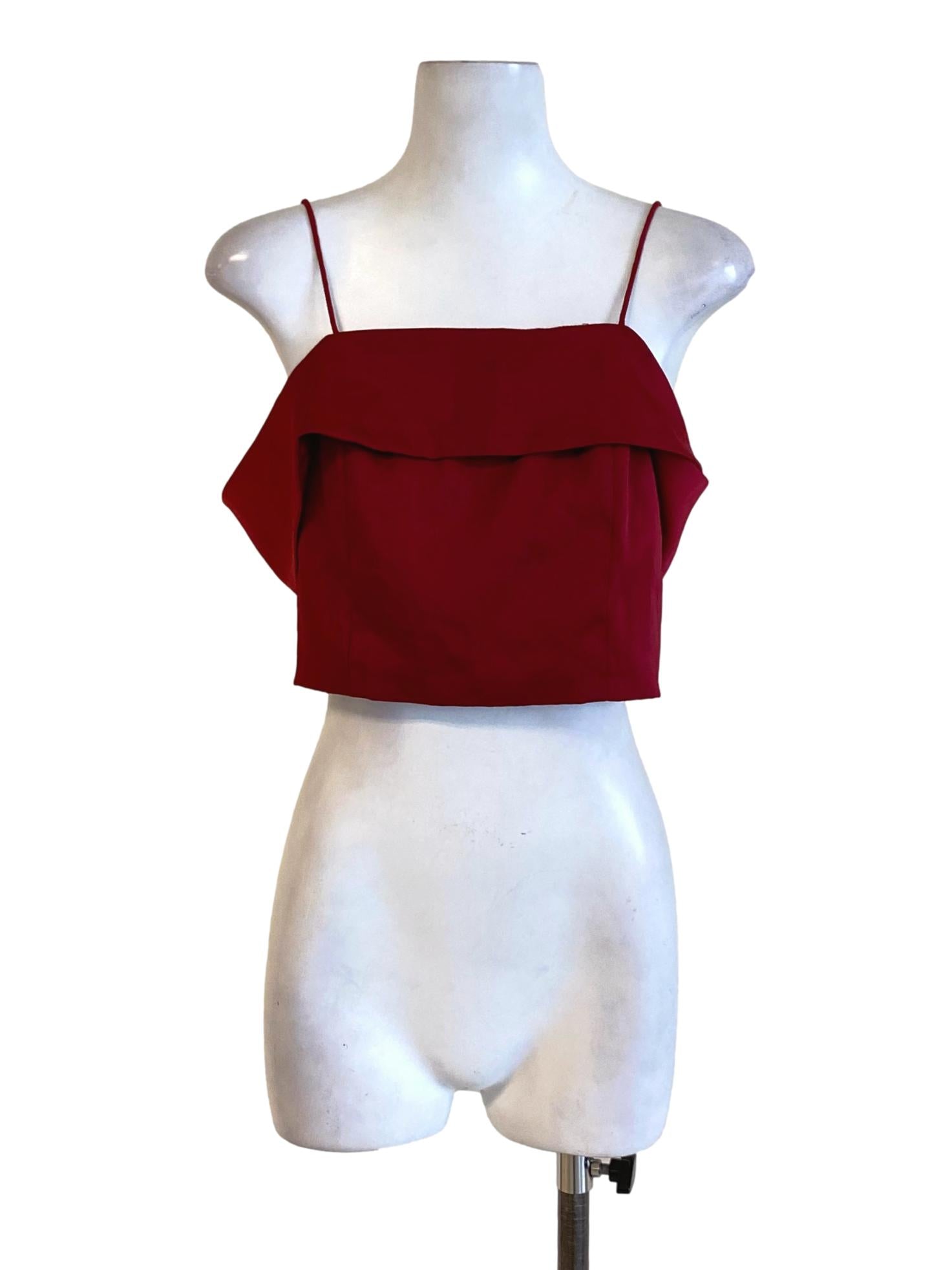 Jam Red Spaghetti Strap Cape Cropped Top TCL