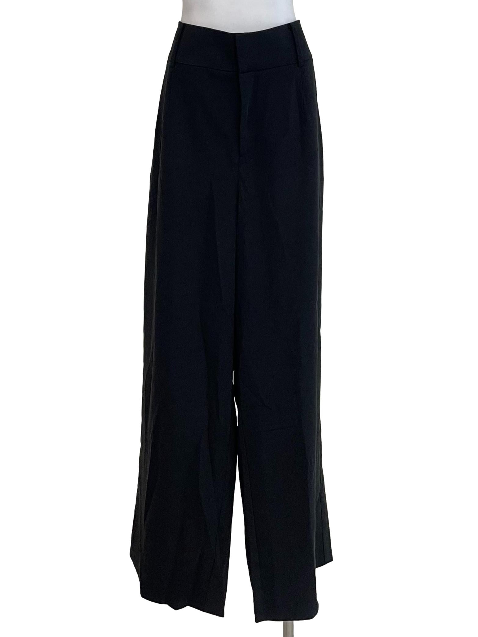 Black Split Waist Wide Leg Pants