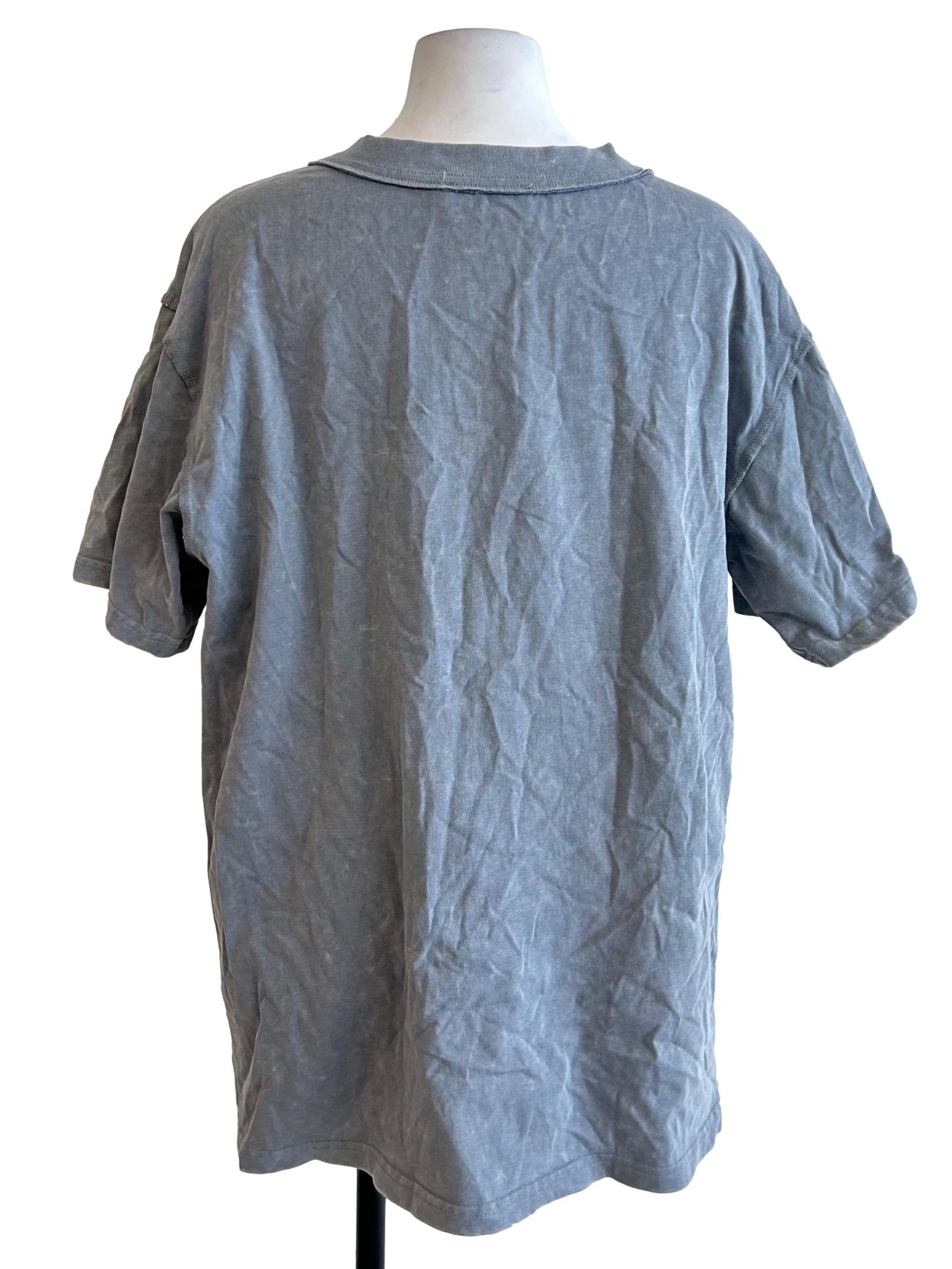Washed Grey V-Neck Oversized T-Shirt