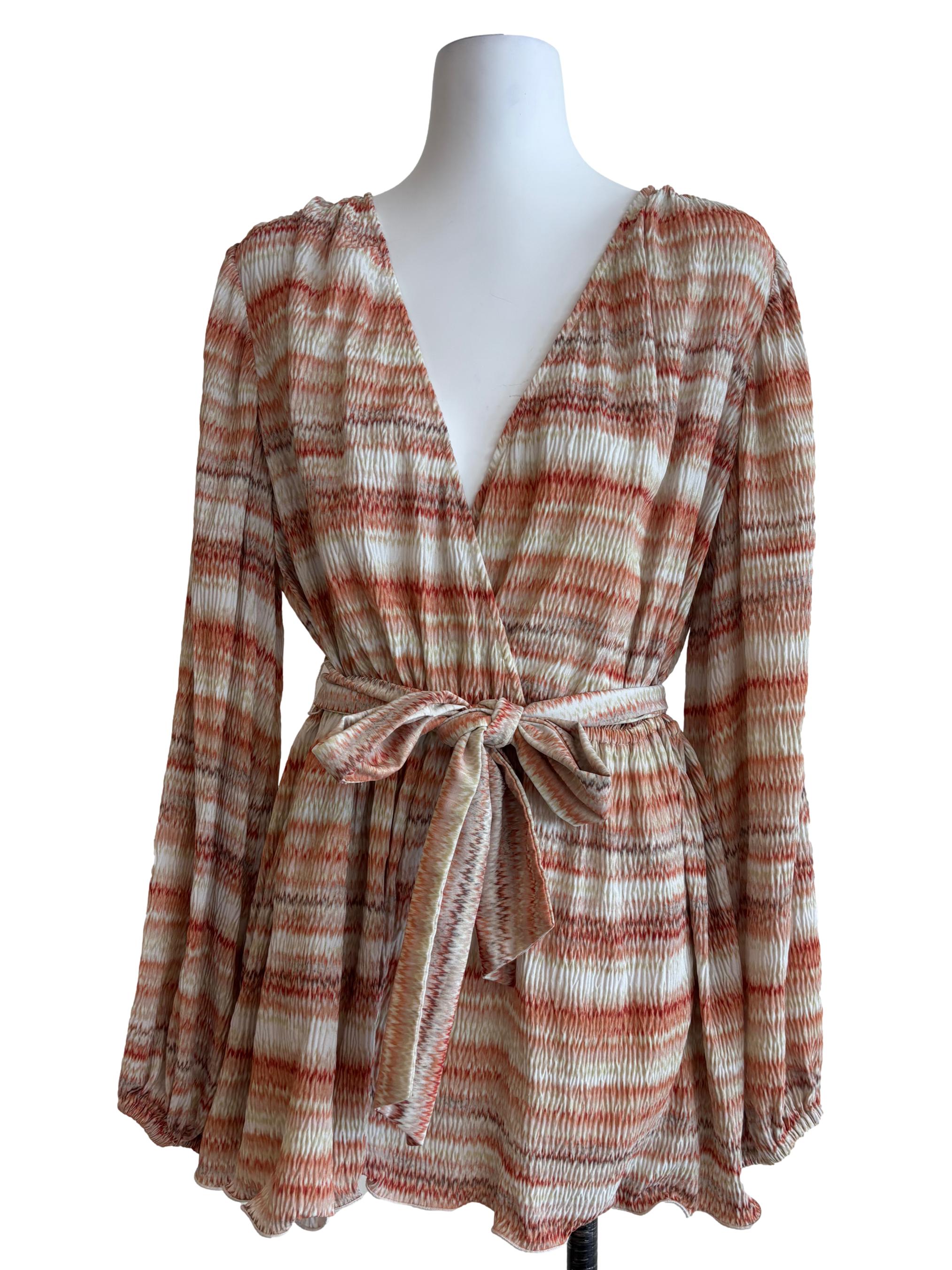 Apricot Beige Patterned Romper