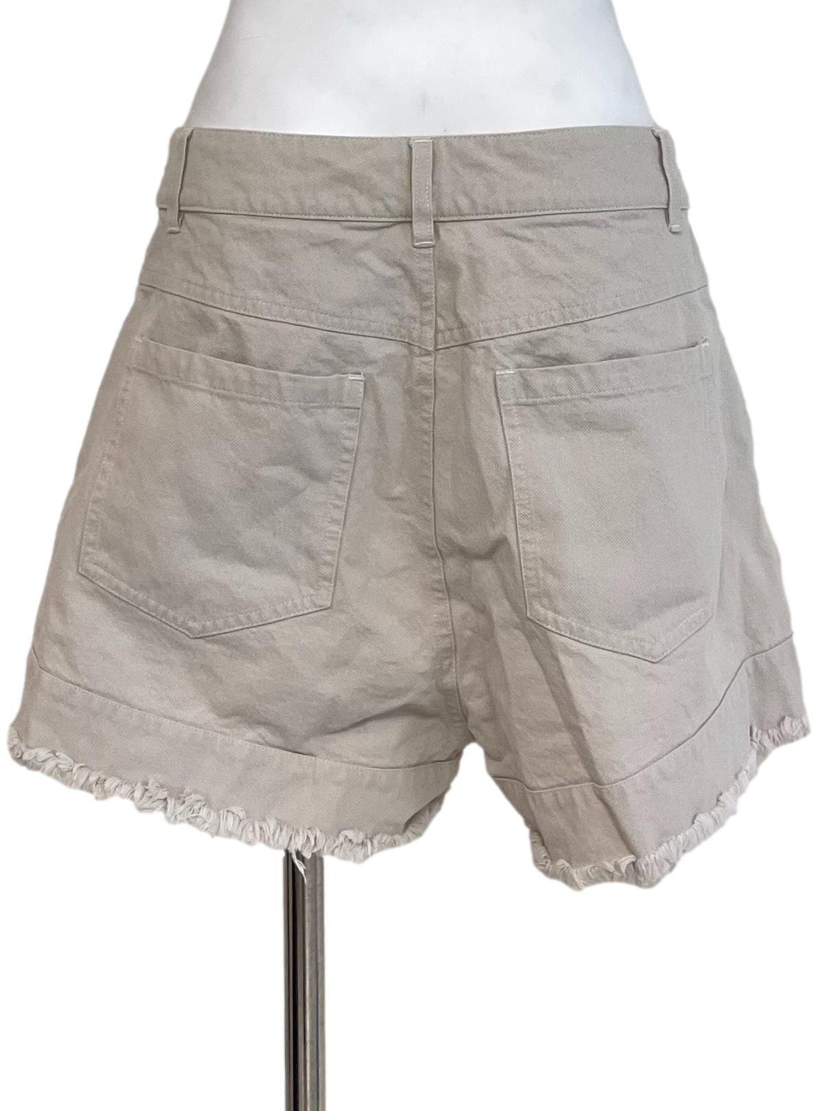 Bone White Distressed Denim Short