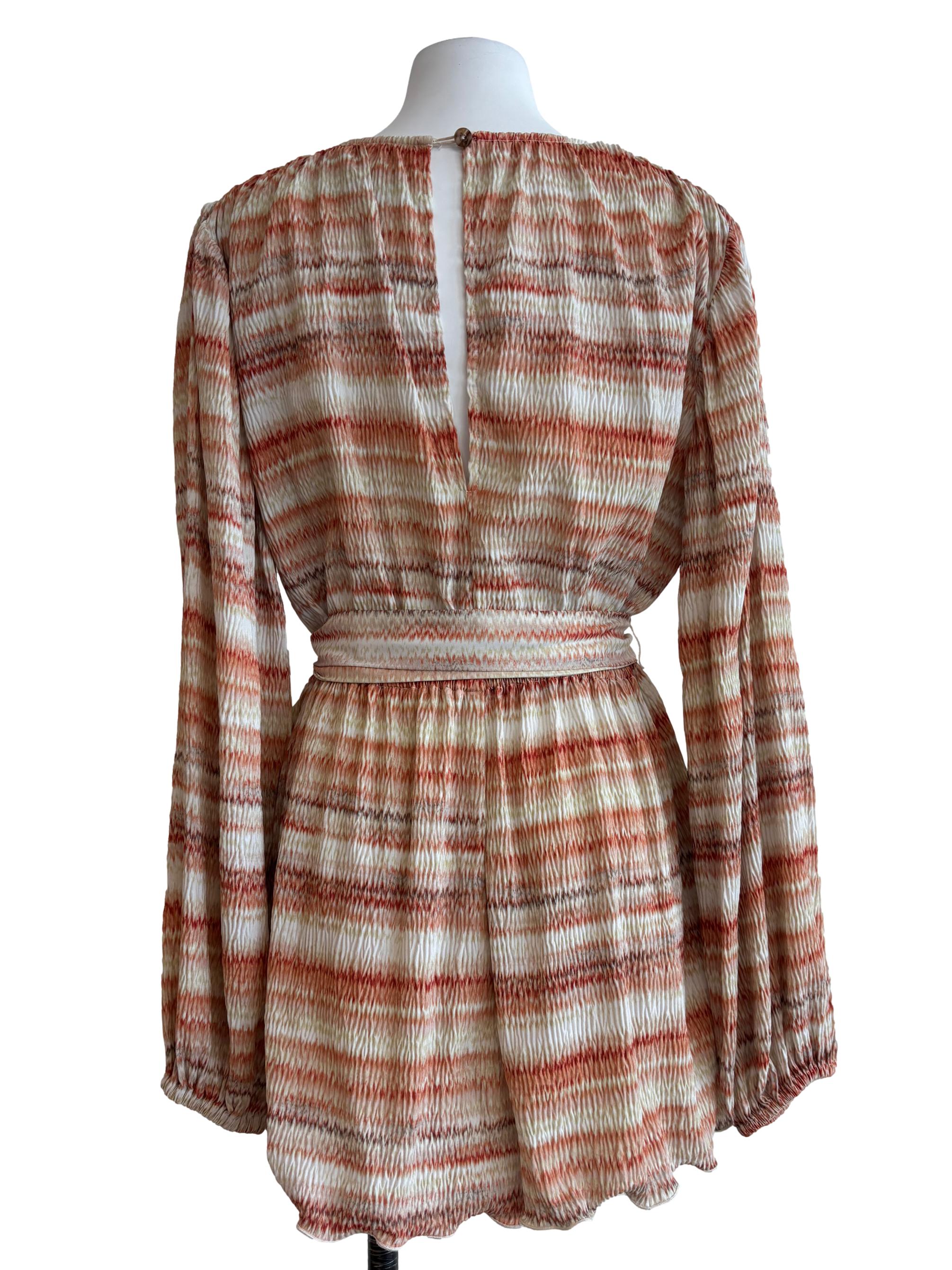 Apricot Beige Patterned Romper