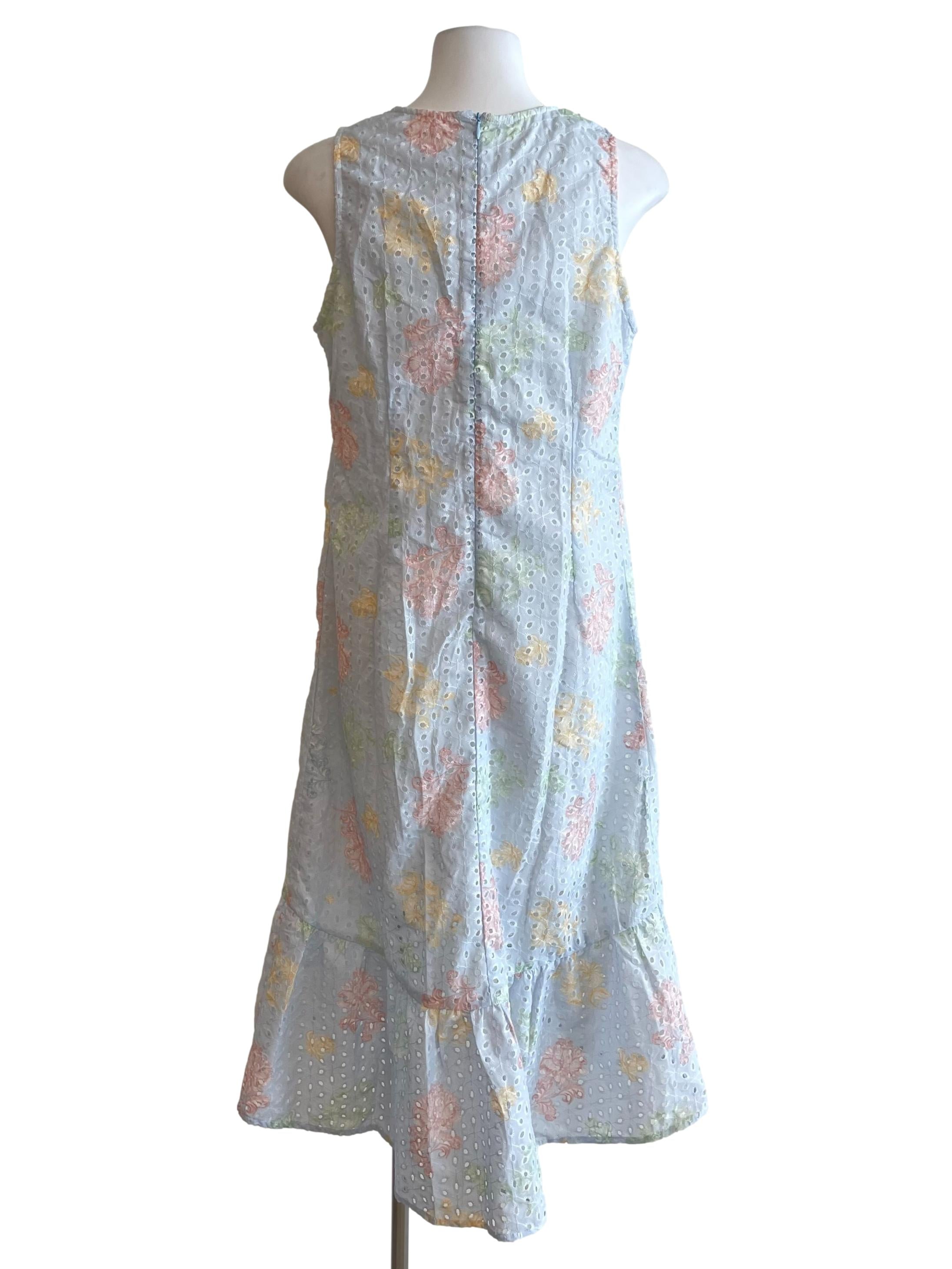 Pale Blue Hollow Sleeveless Dress