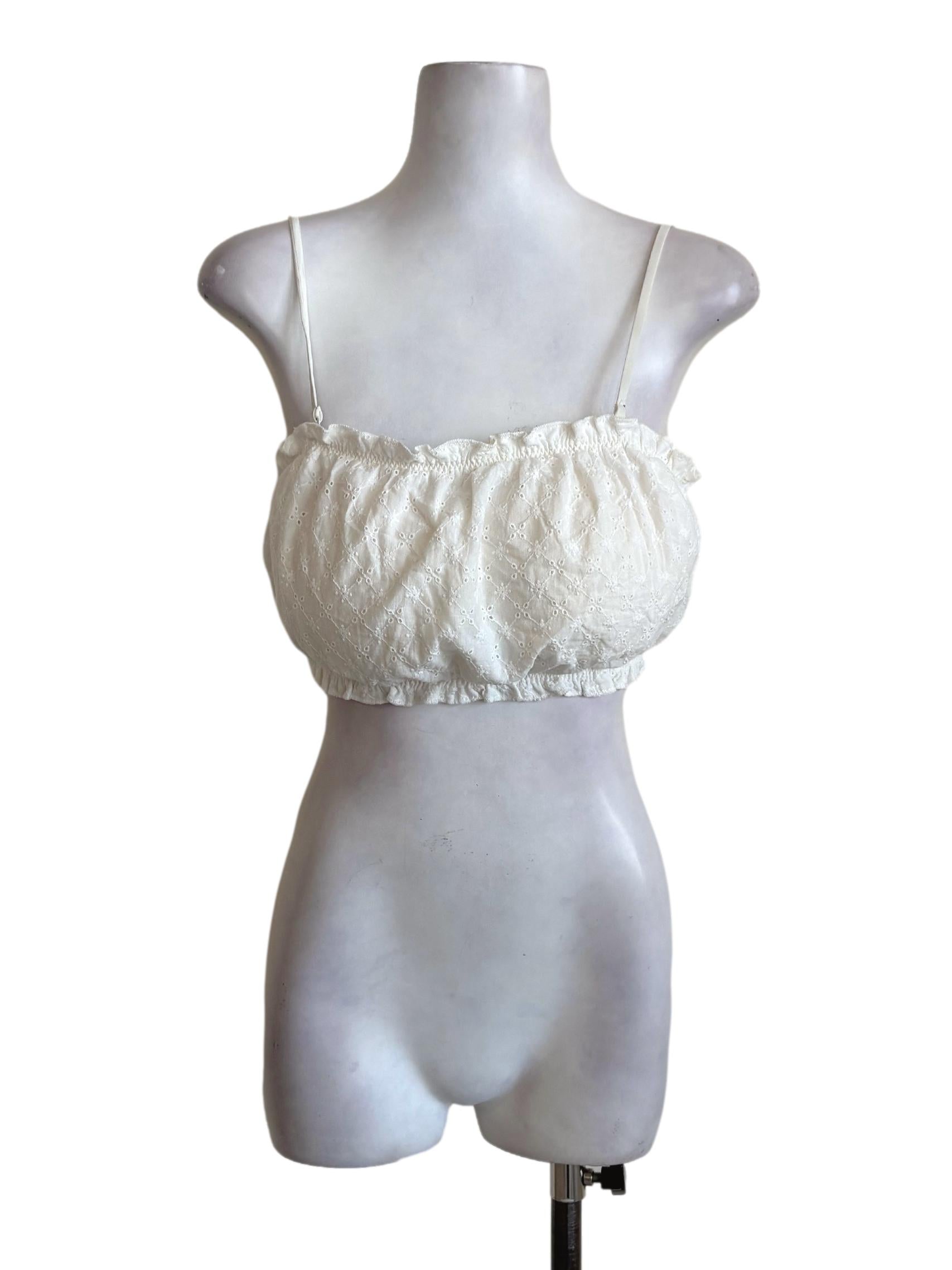 White Embroidered Eyelet Bralette