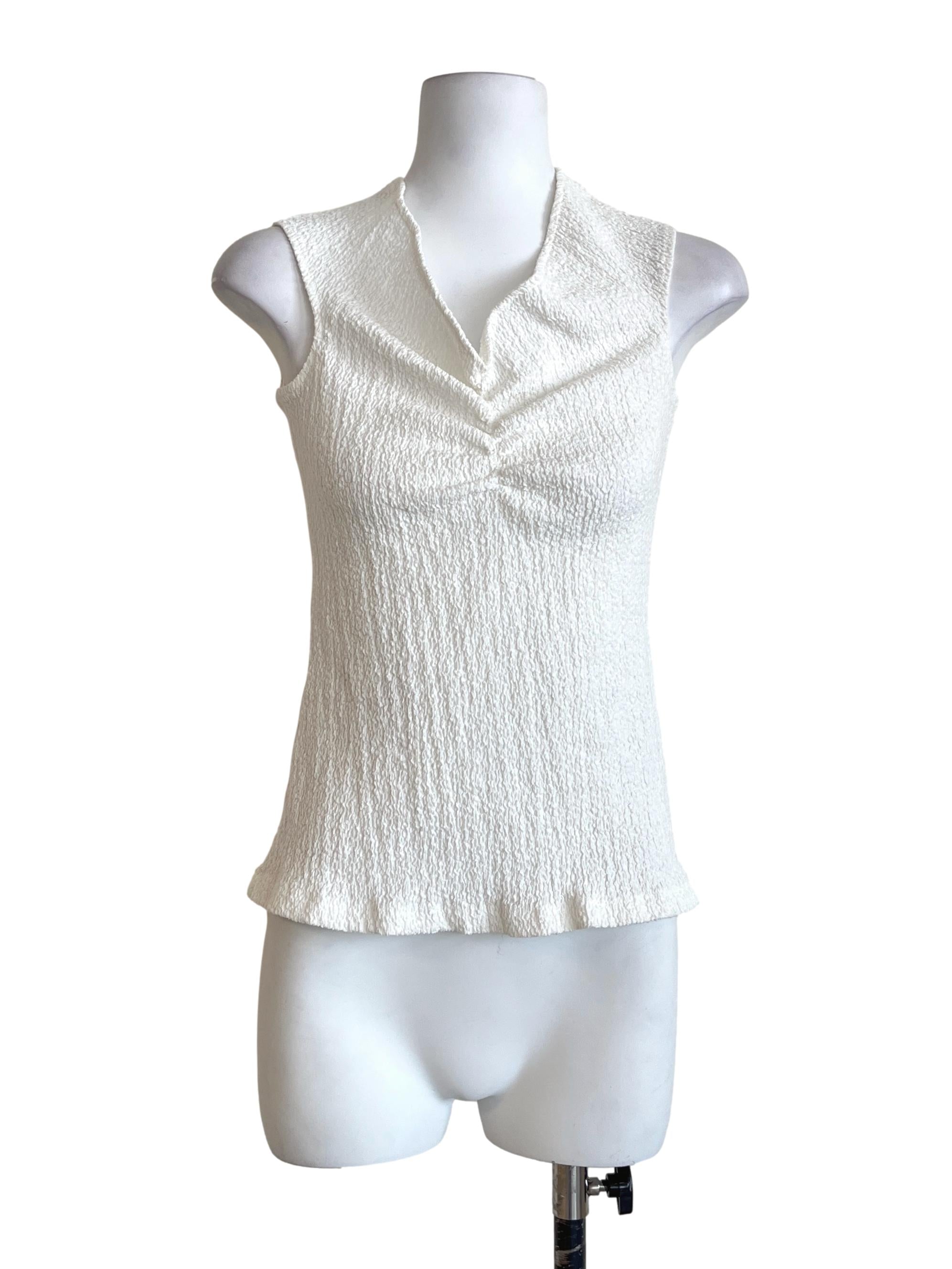 Cotton White V-Neck Sleeveless Top