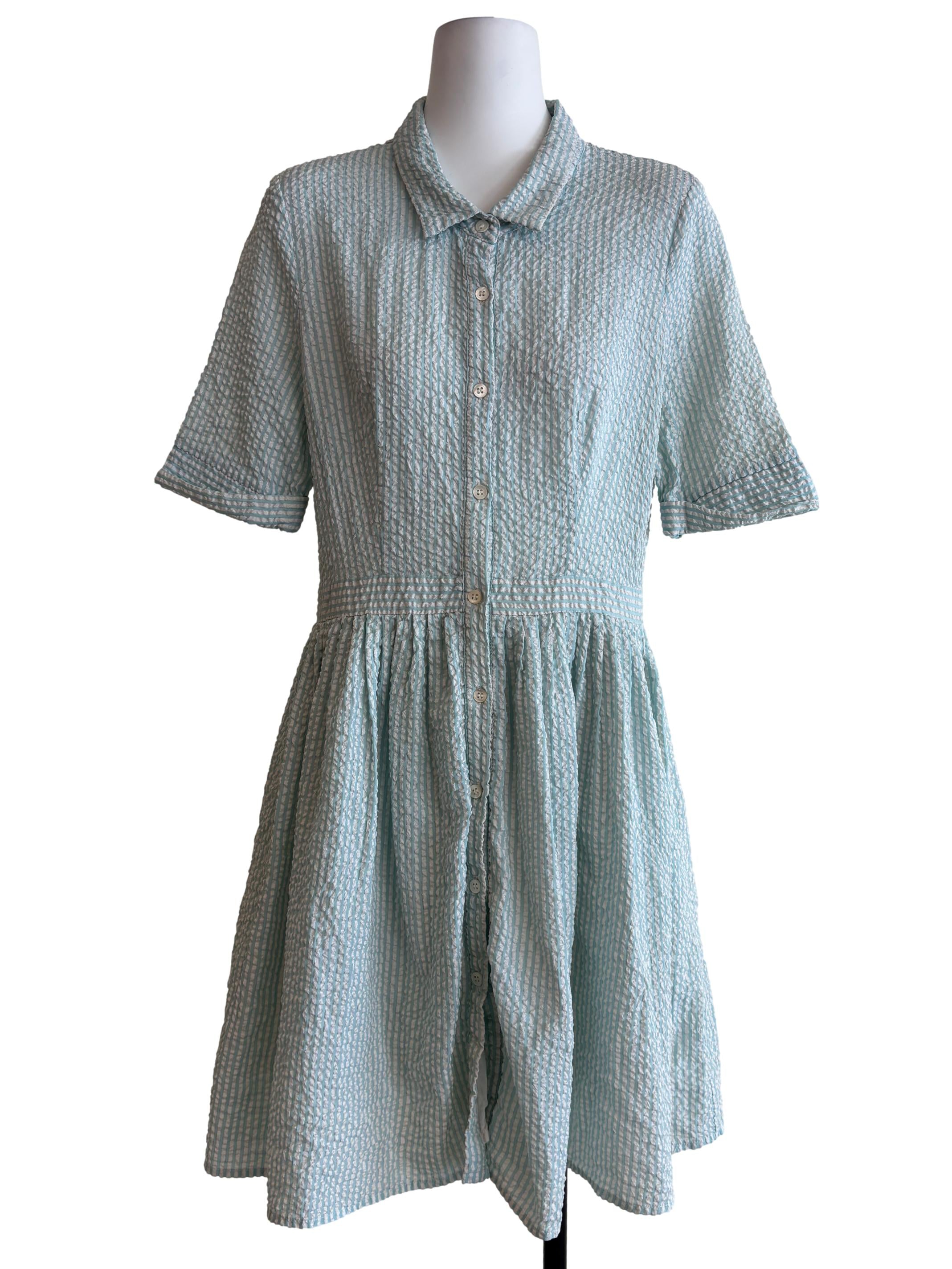 Mint Green Gingham Textured Dress