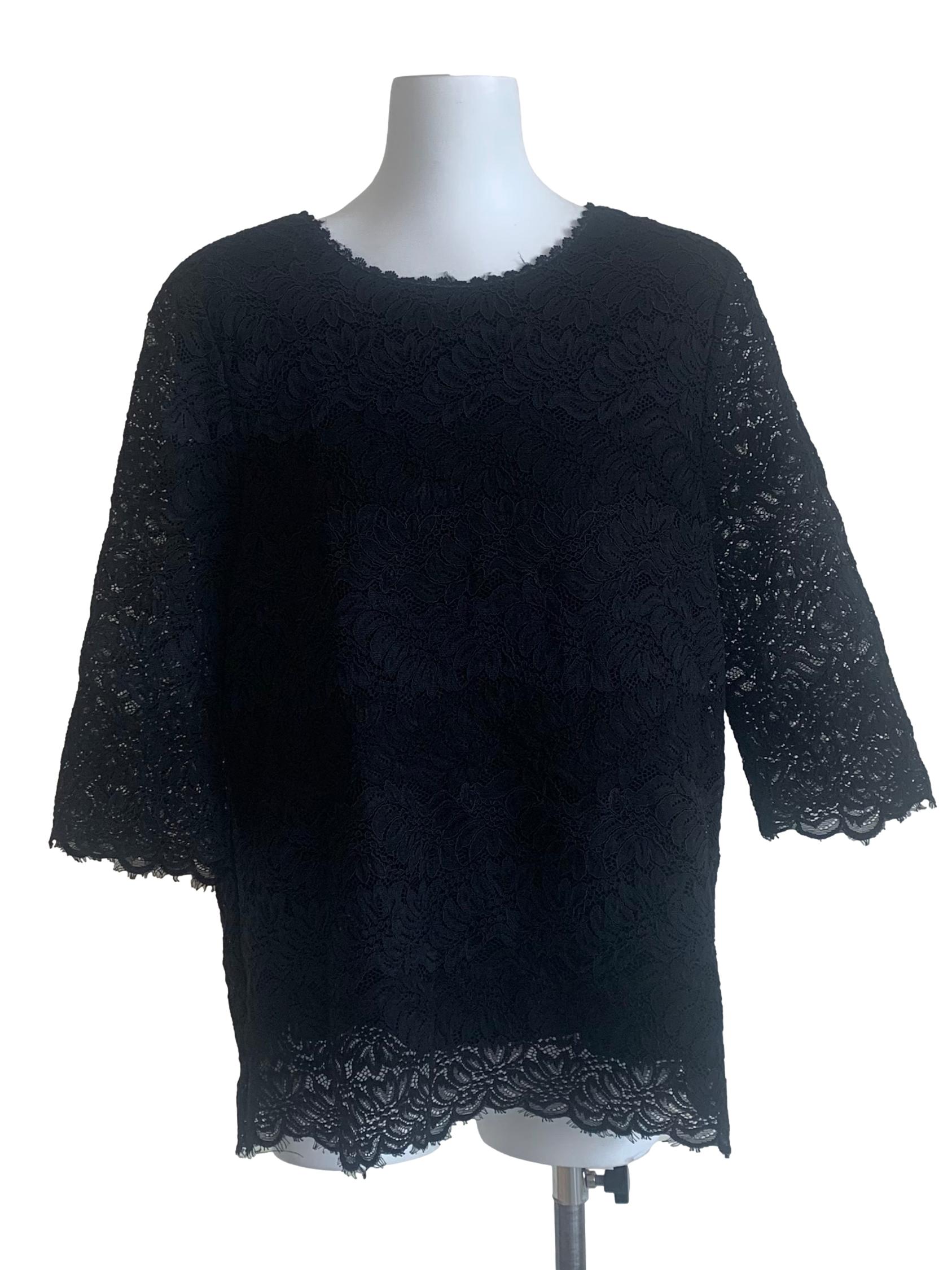 Midnight Black Laced Sleeves Top