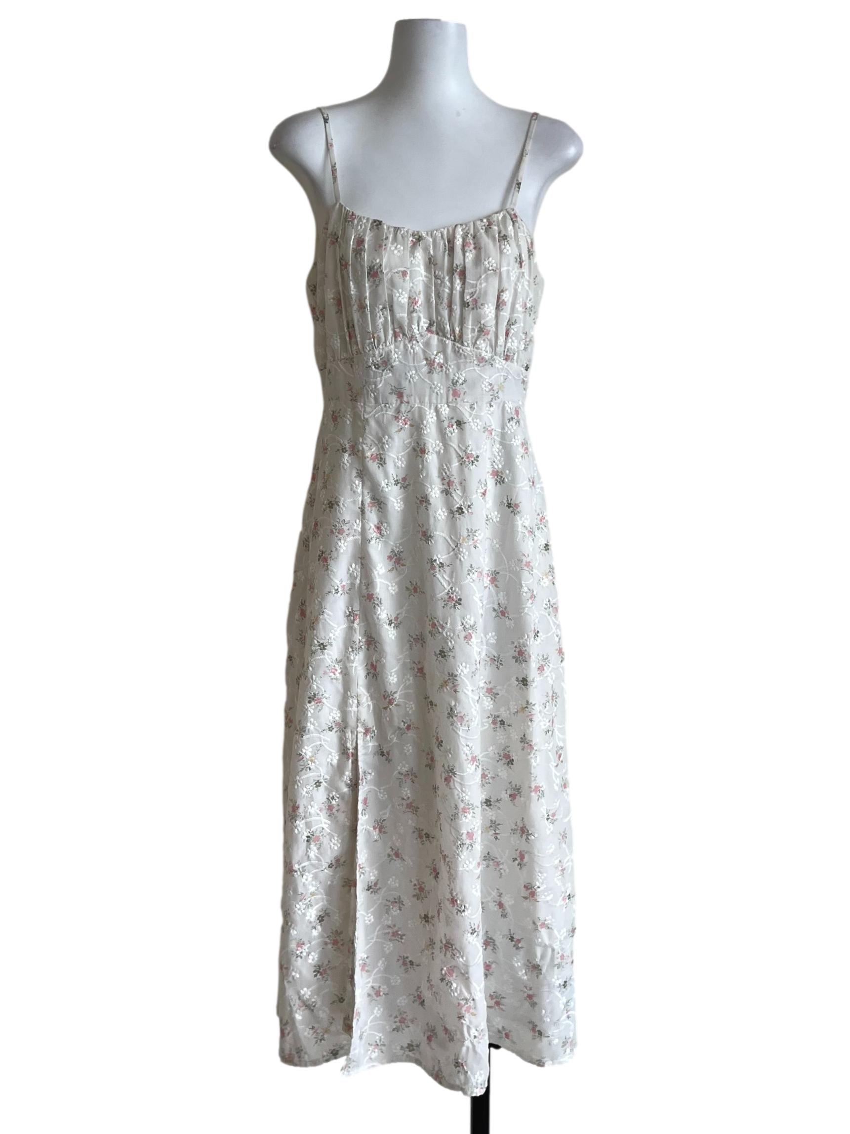 White Floral A-Line Dress