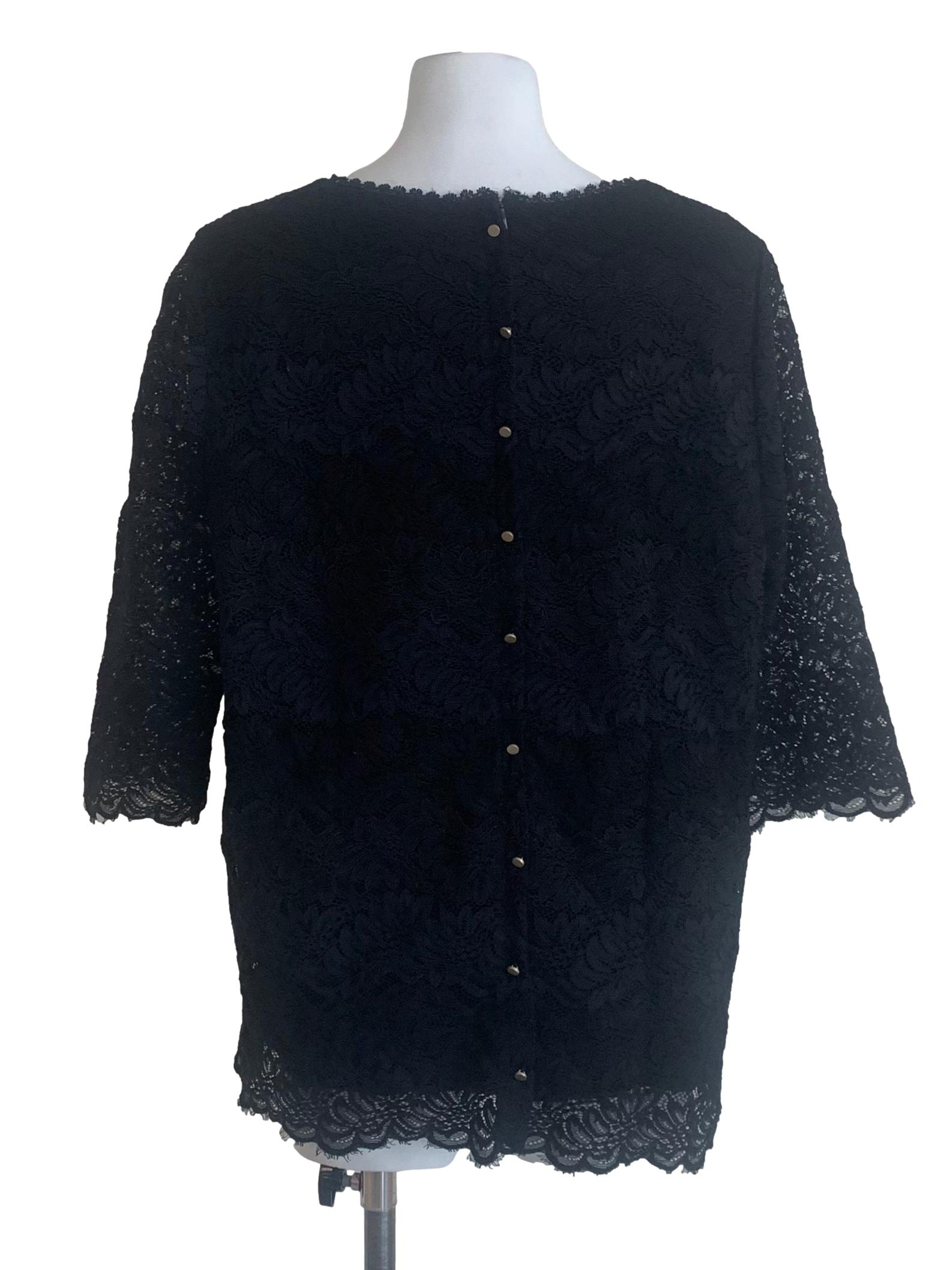 Midnight Black Laced Sleeves Top