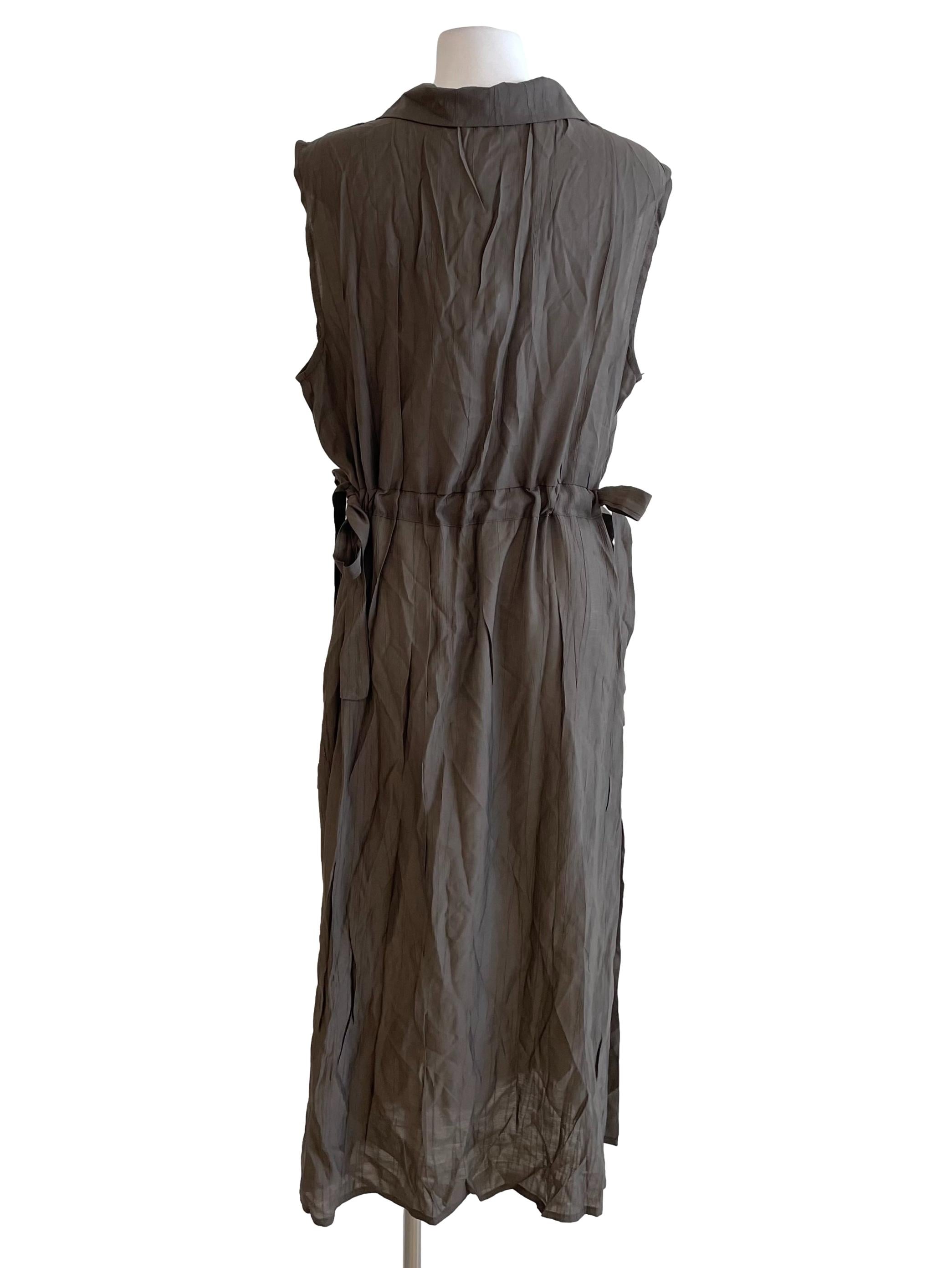 Dusty Wood Sleeveless Shirt Dress