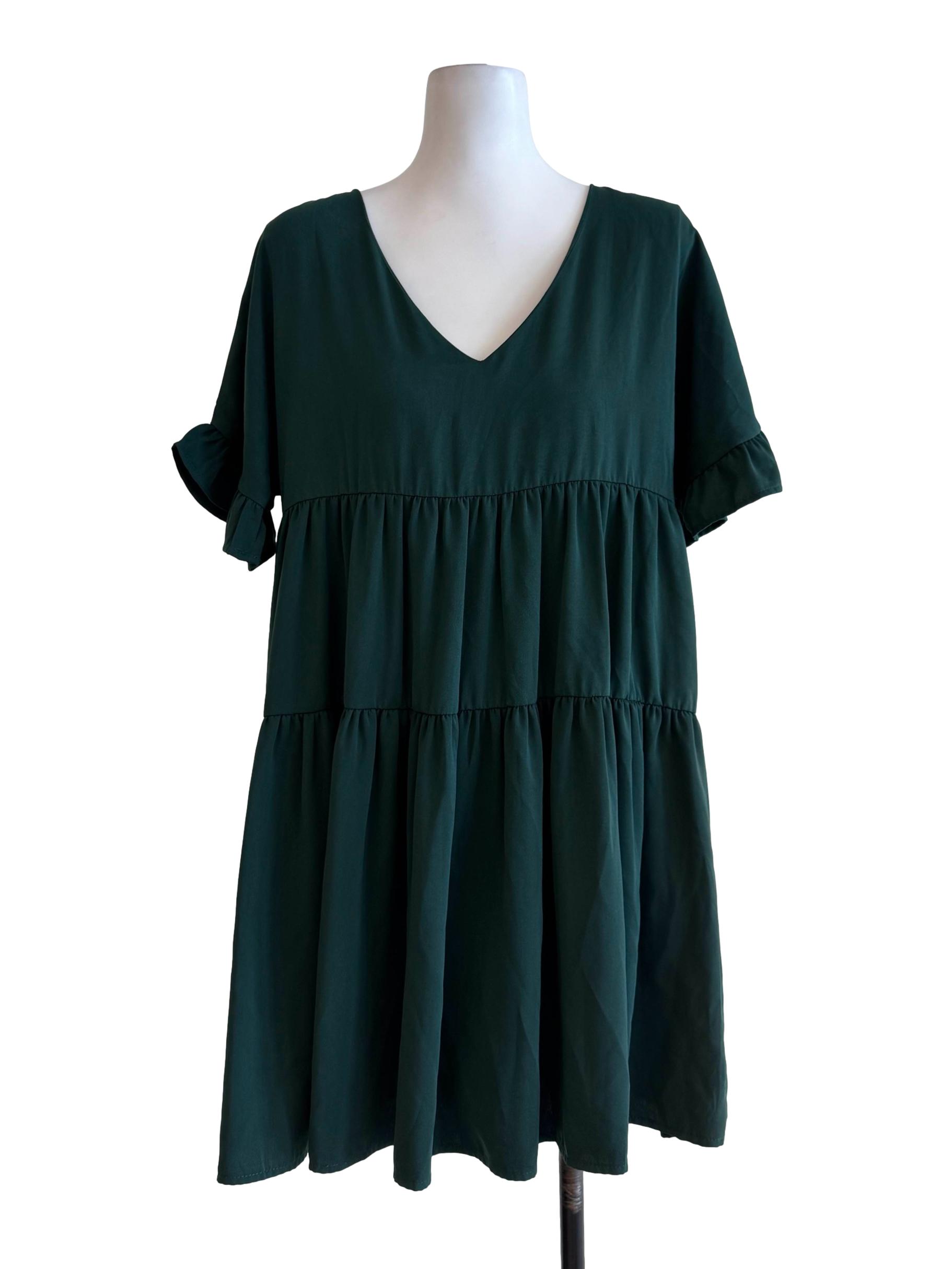Emerald Green V Neck Dress