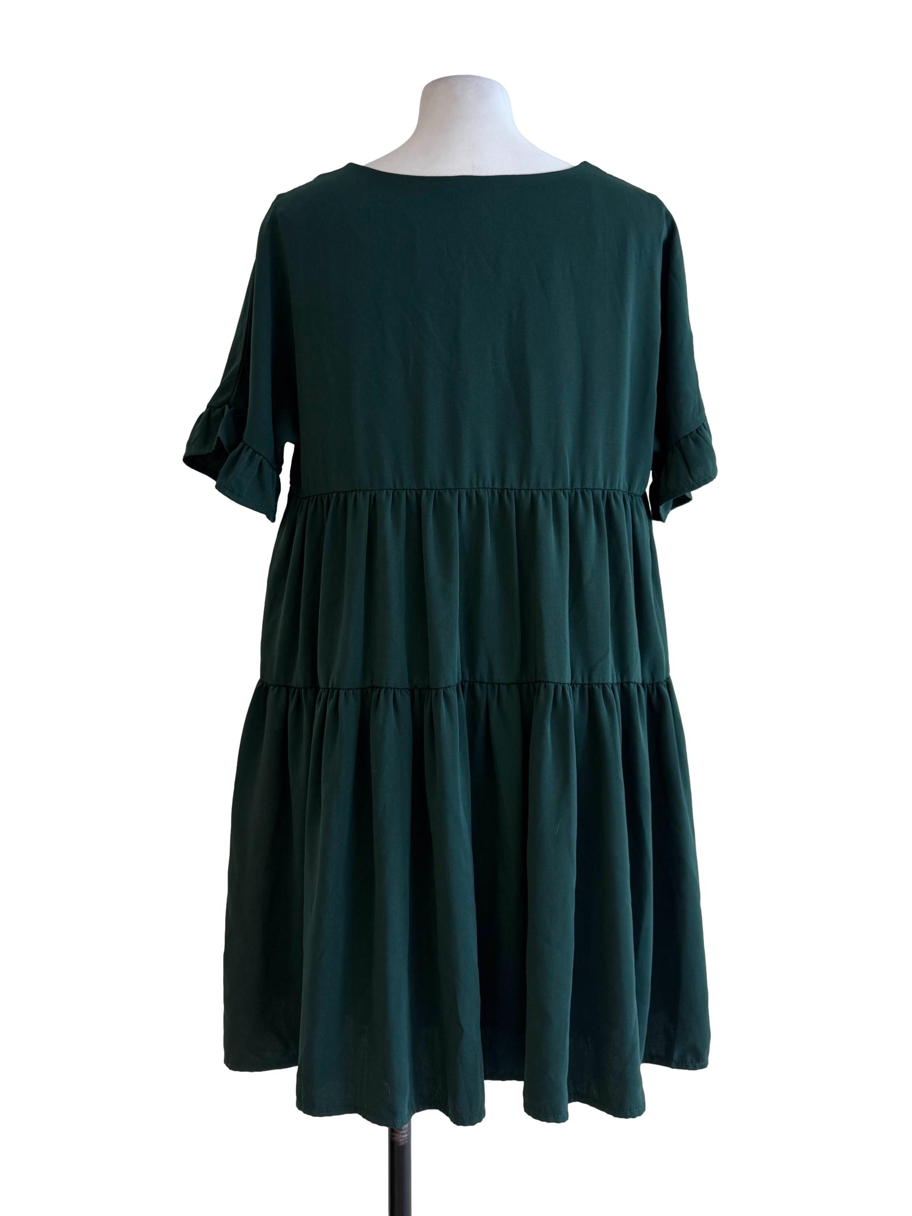 Emerald Green V Neck Dress