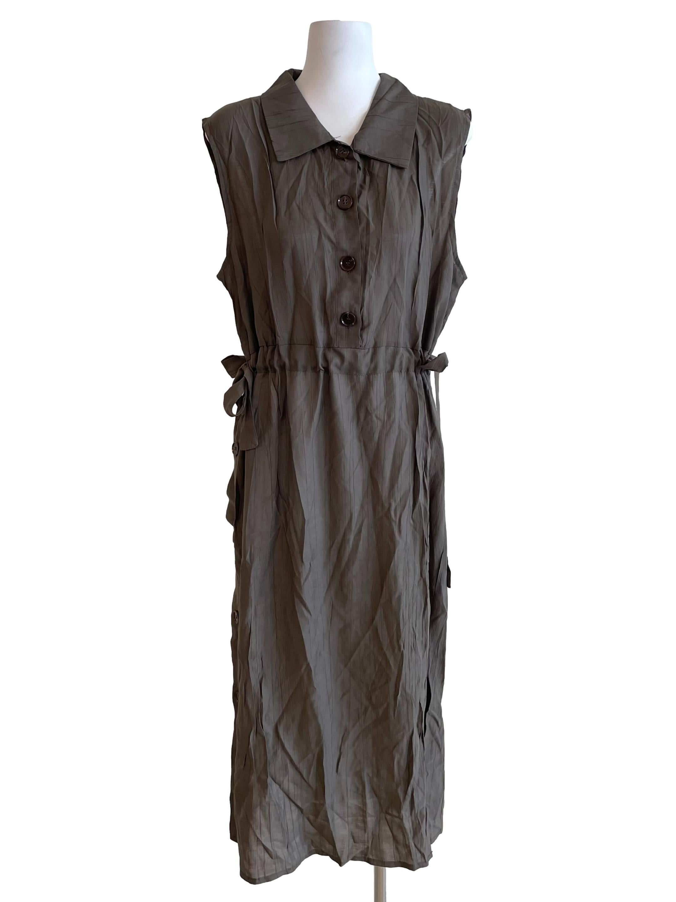 Dusty Wood Sleeveless Shirt Dress