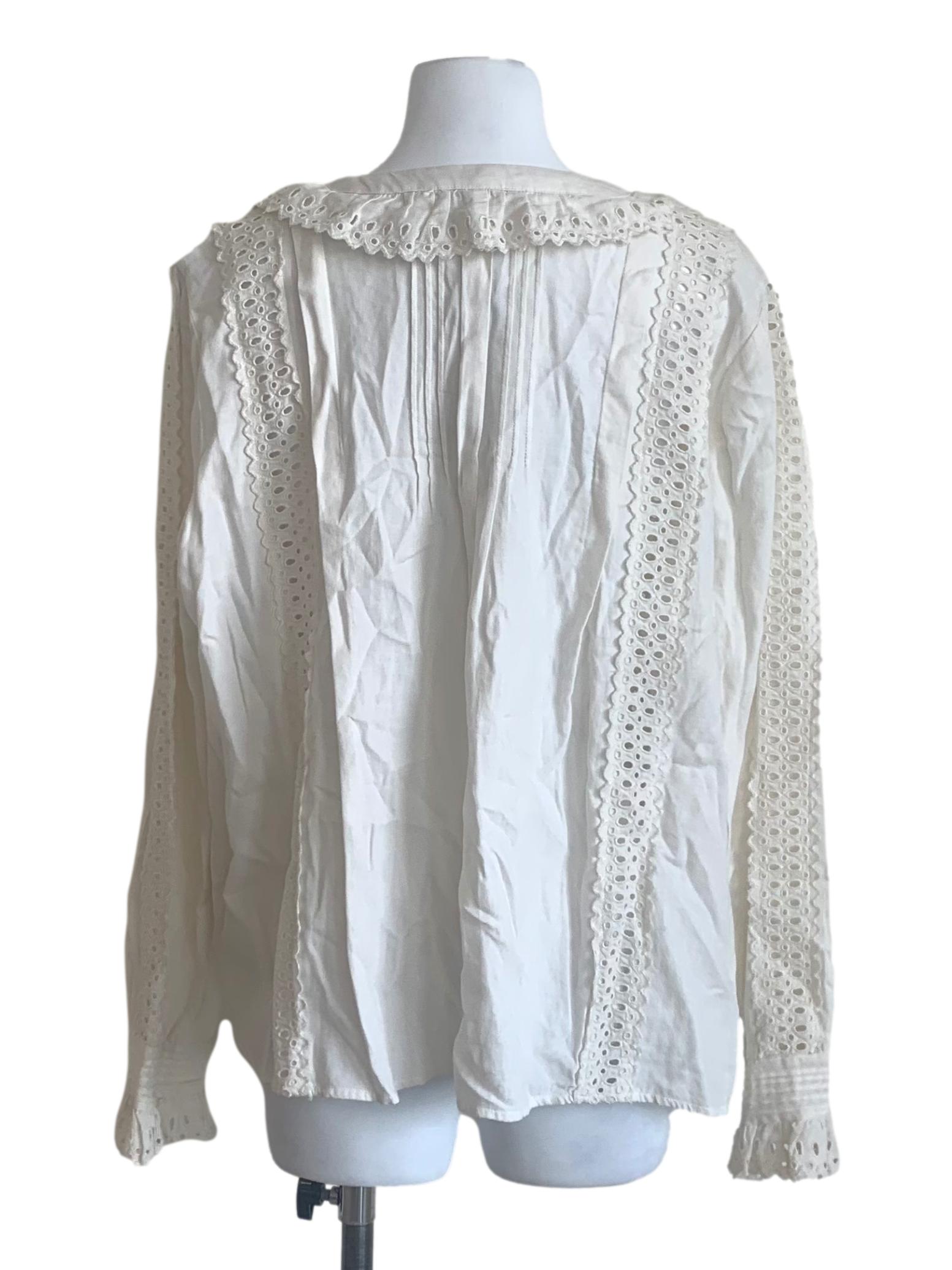 Egg Shell White Poet Sleeves Top