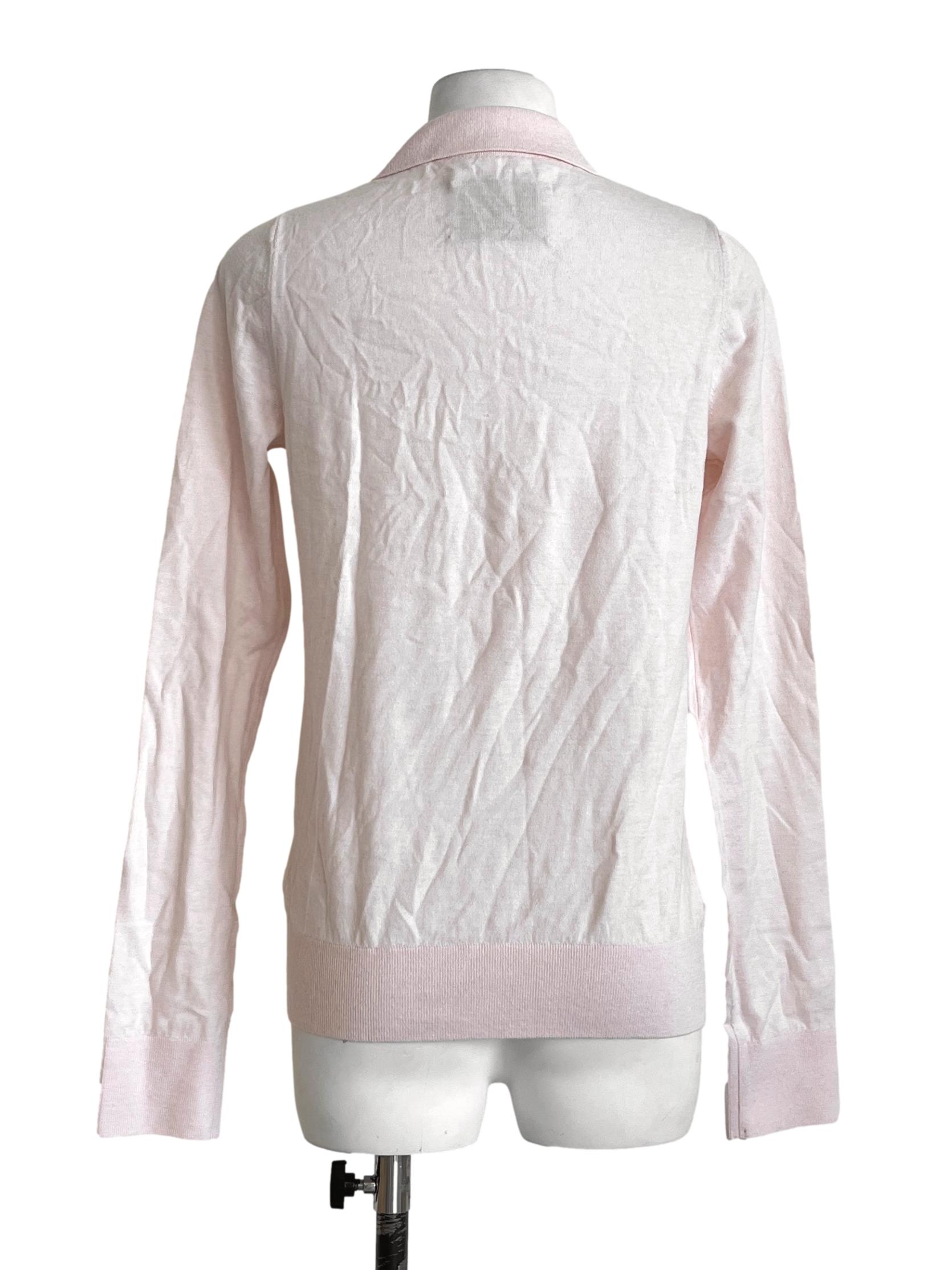 Watermelon Pink Collar Neck Long Sleeve Top