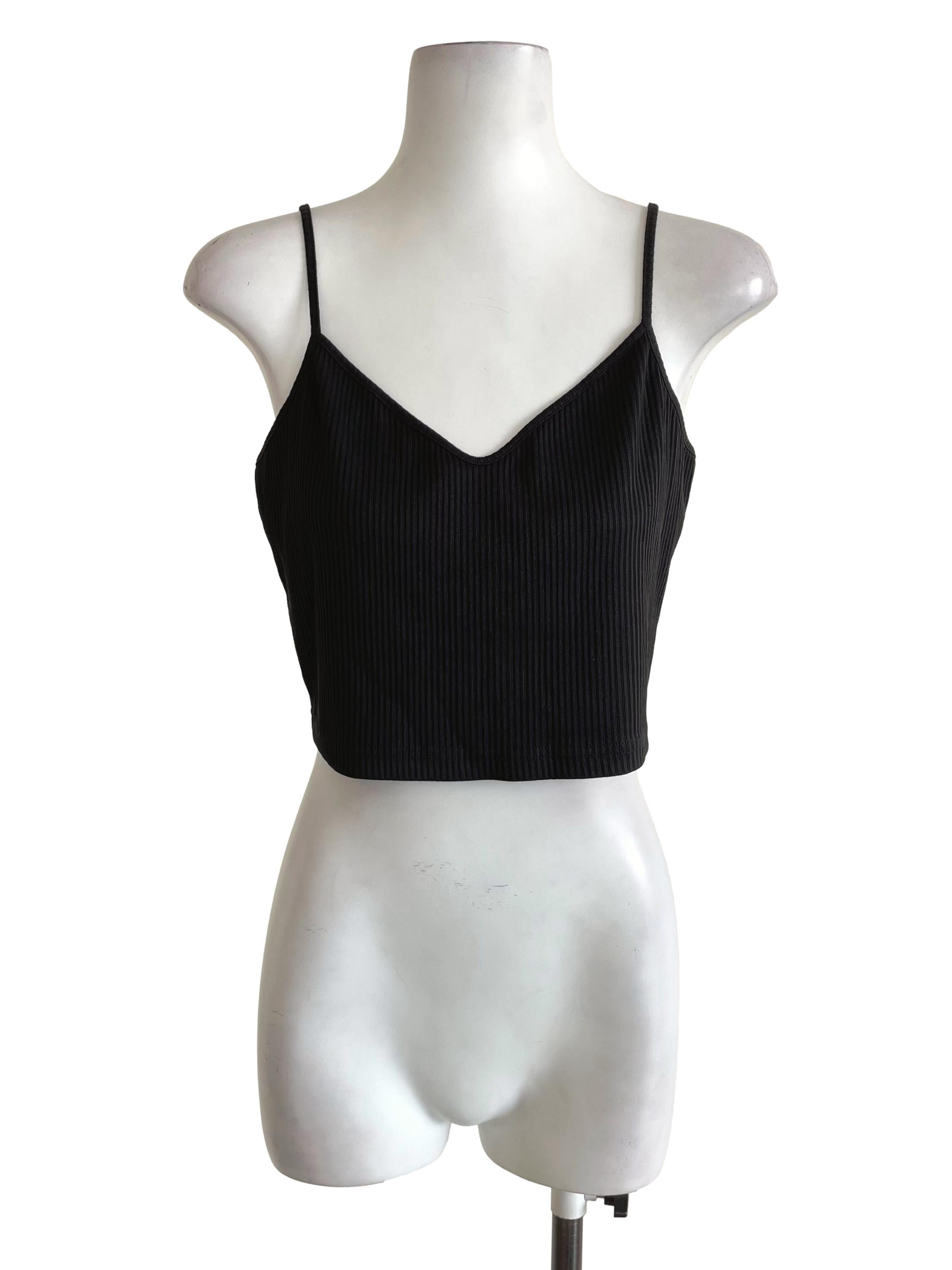 Lovet Black Ribbed Cami Top | REFASH