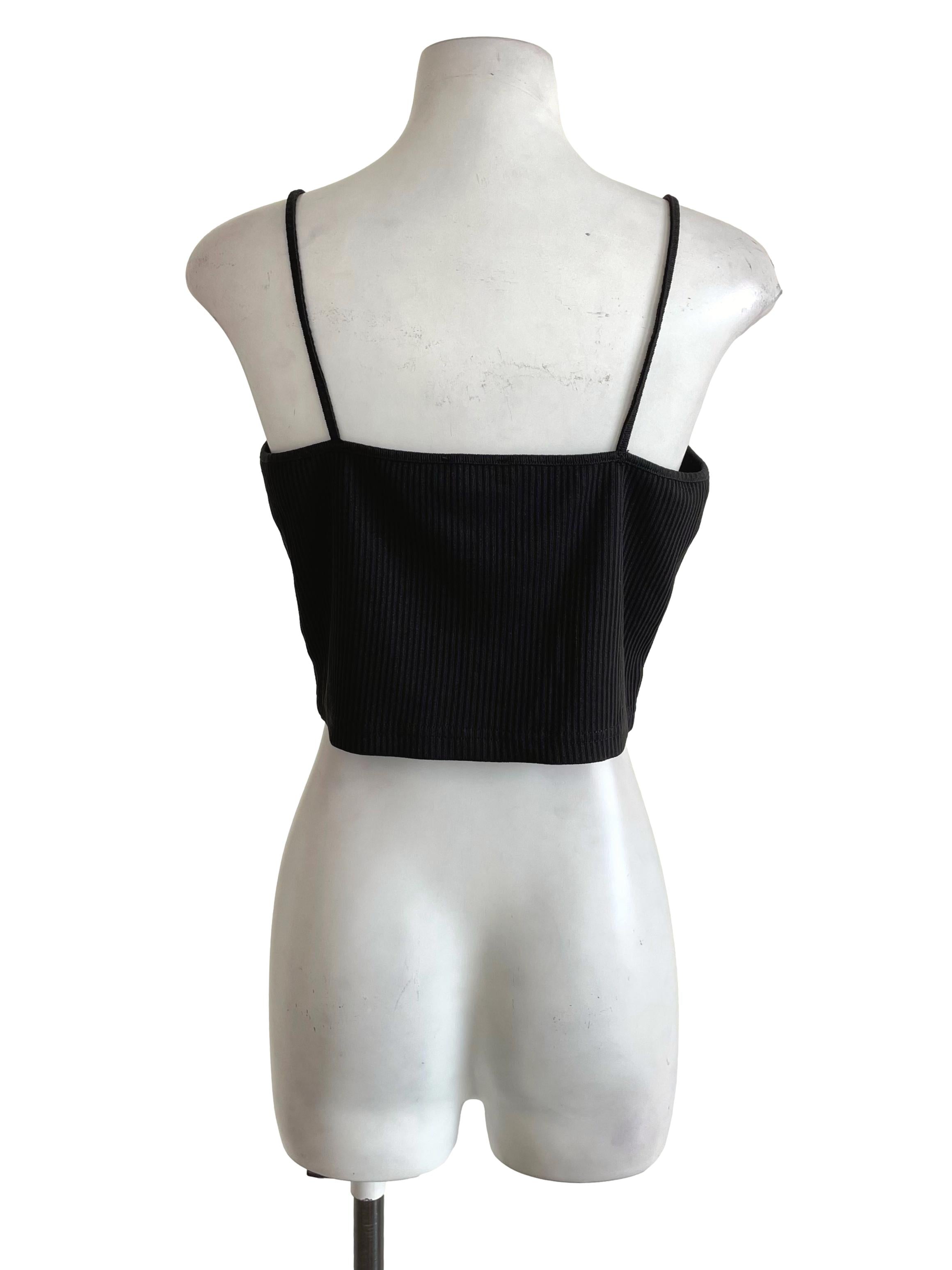 Lovet Black Ribbed Cami Top | REFASH