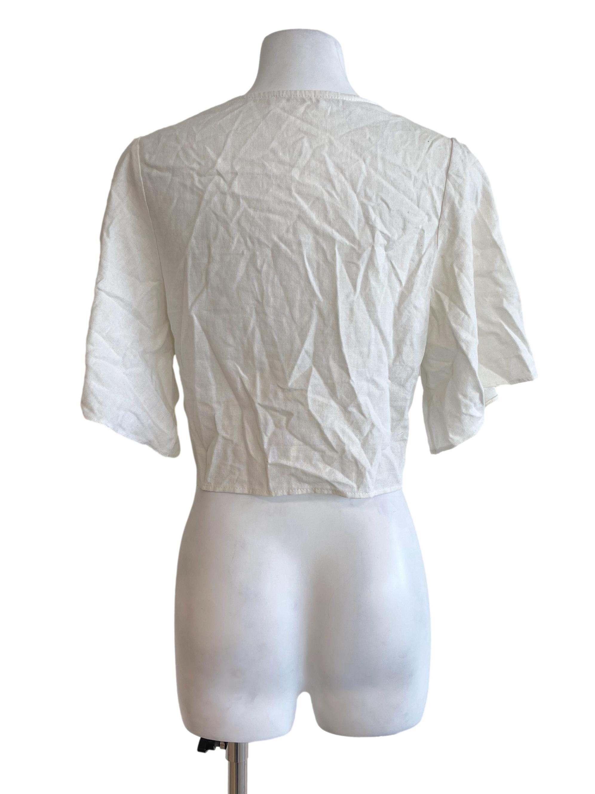 Cream White Bow Knot Cropped Tops