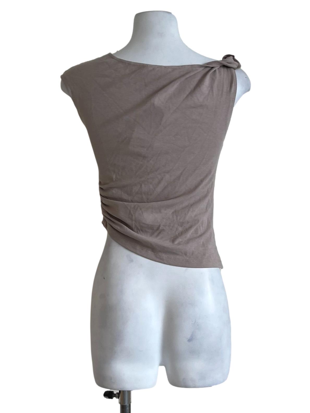 Beige Plain Sleeveless Top