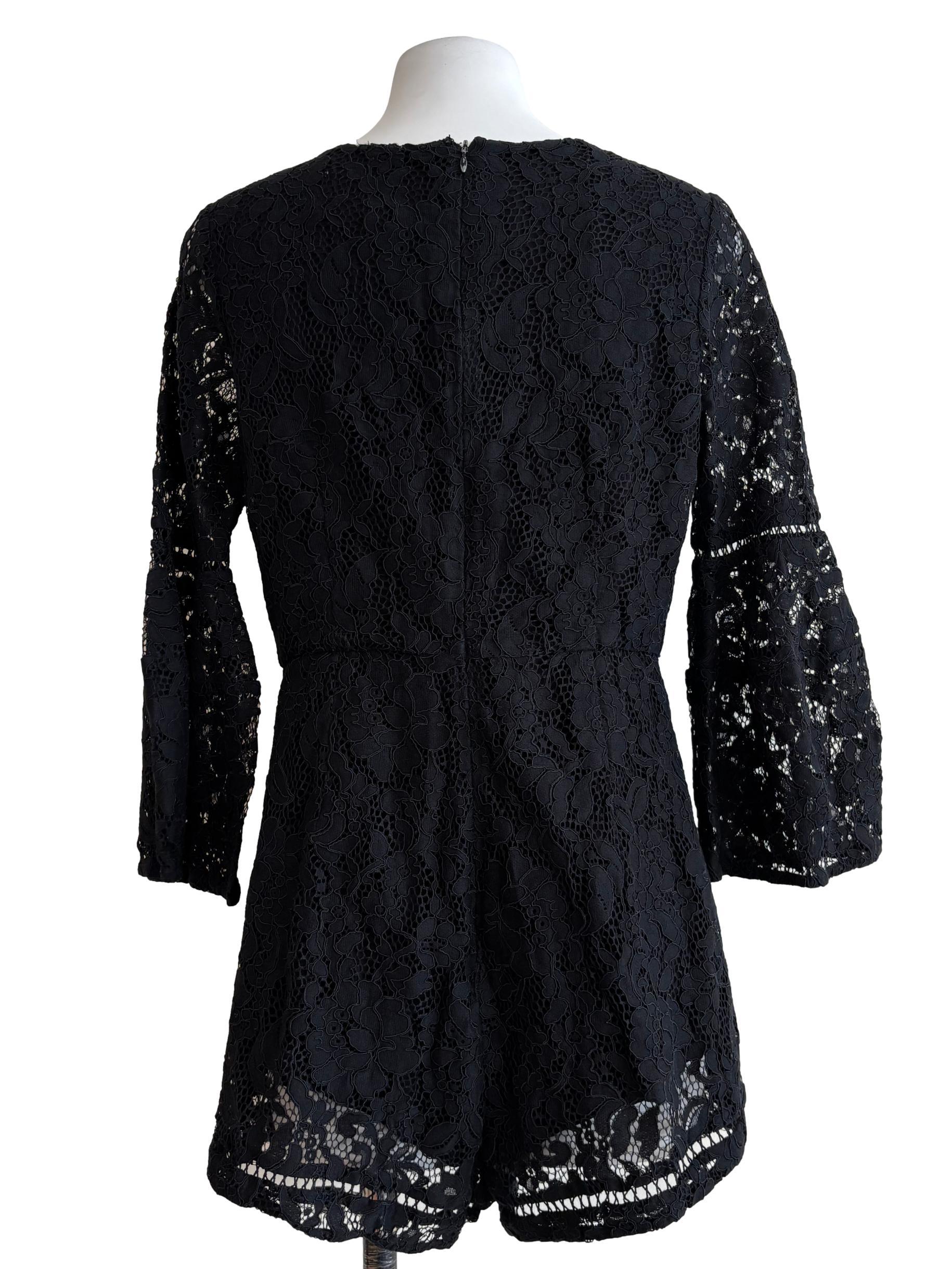 Jade Black Floral Lace Romper