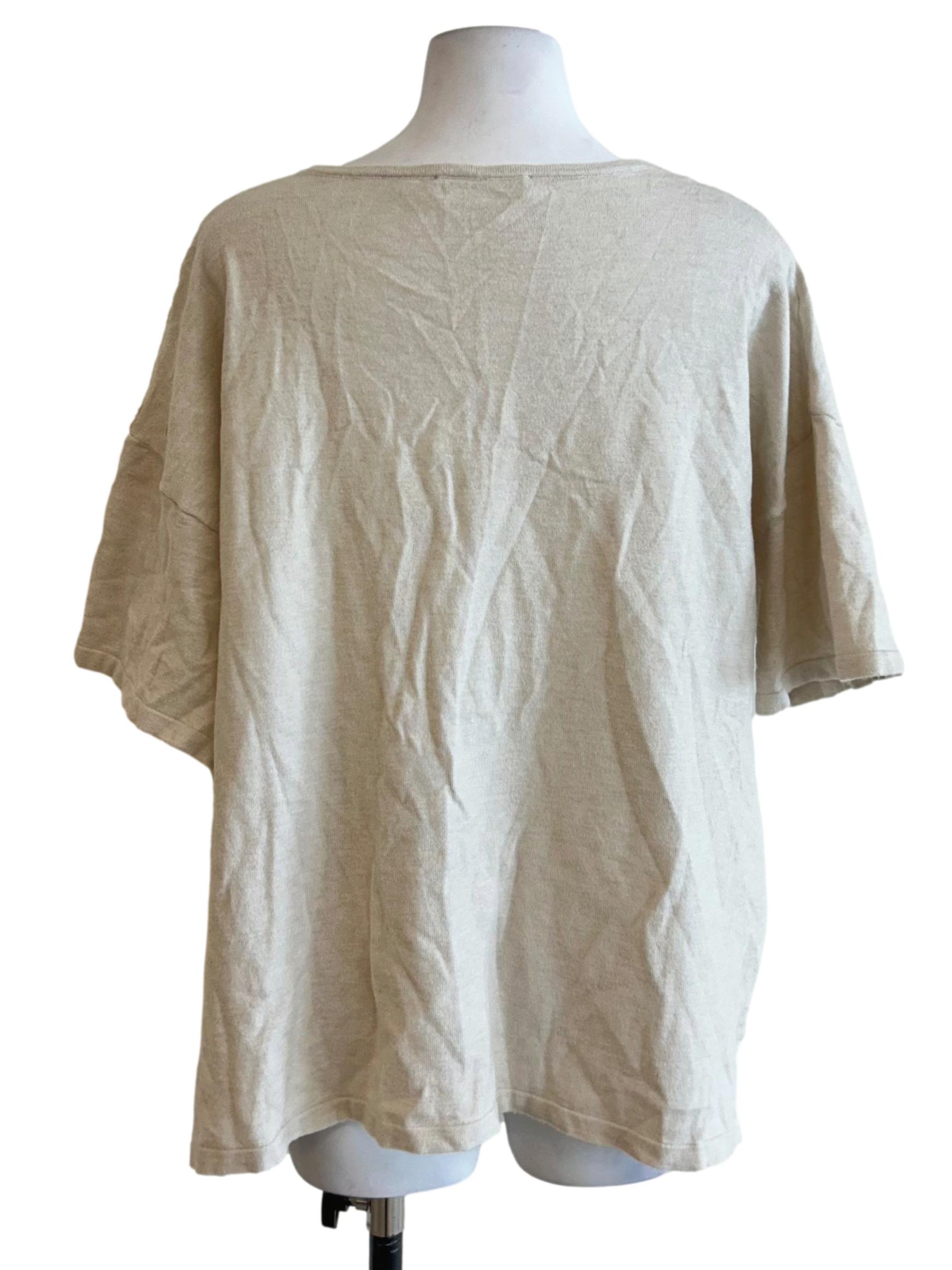 Ivory White Oversized Linen V-Neck Top