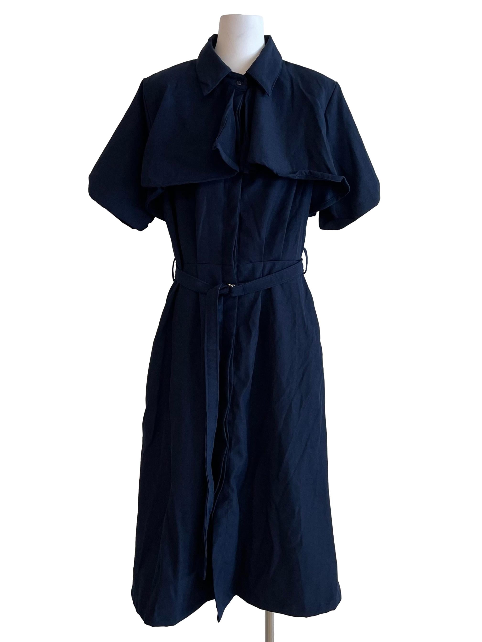 Navy Cape Shirt Dress
