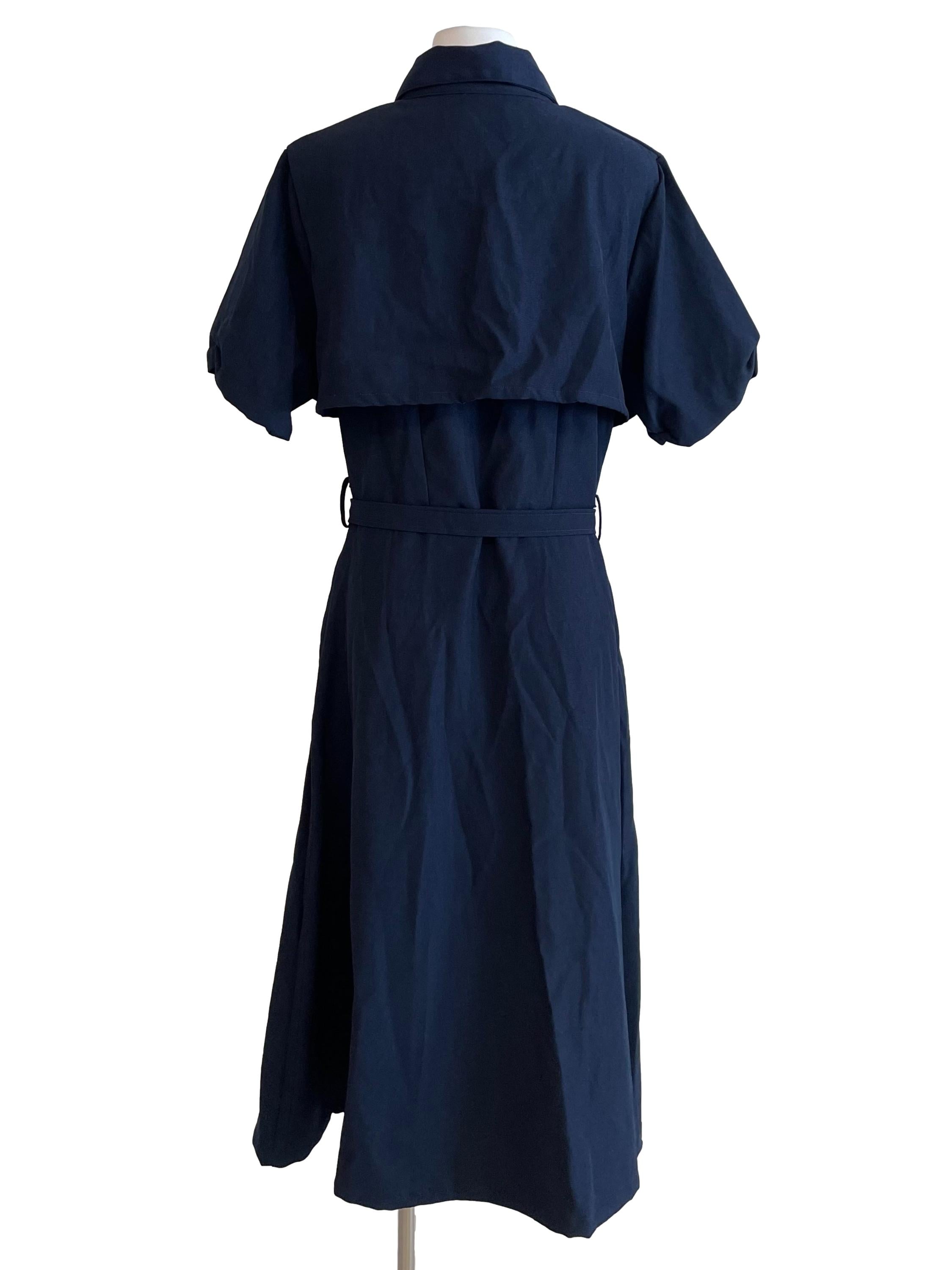 Navy Cape Shirt Dress