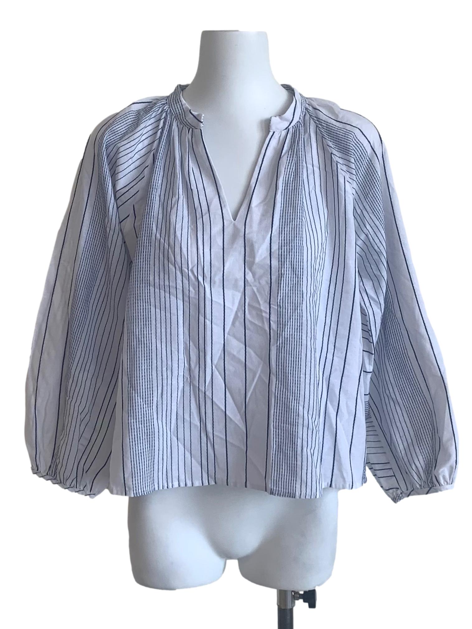 V-Neck Stripe Billowy Blouse OSN