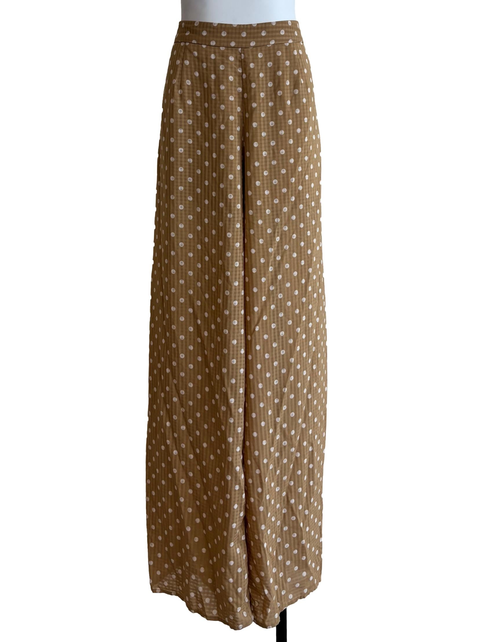 Buff Brown Wide Polka Dot Pants