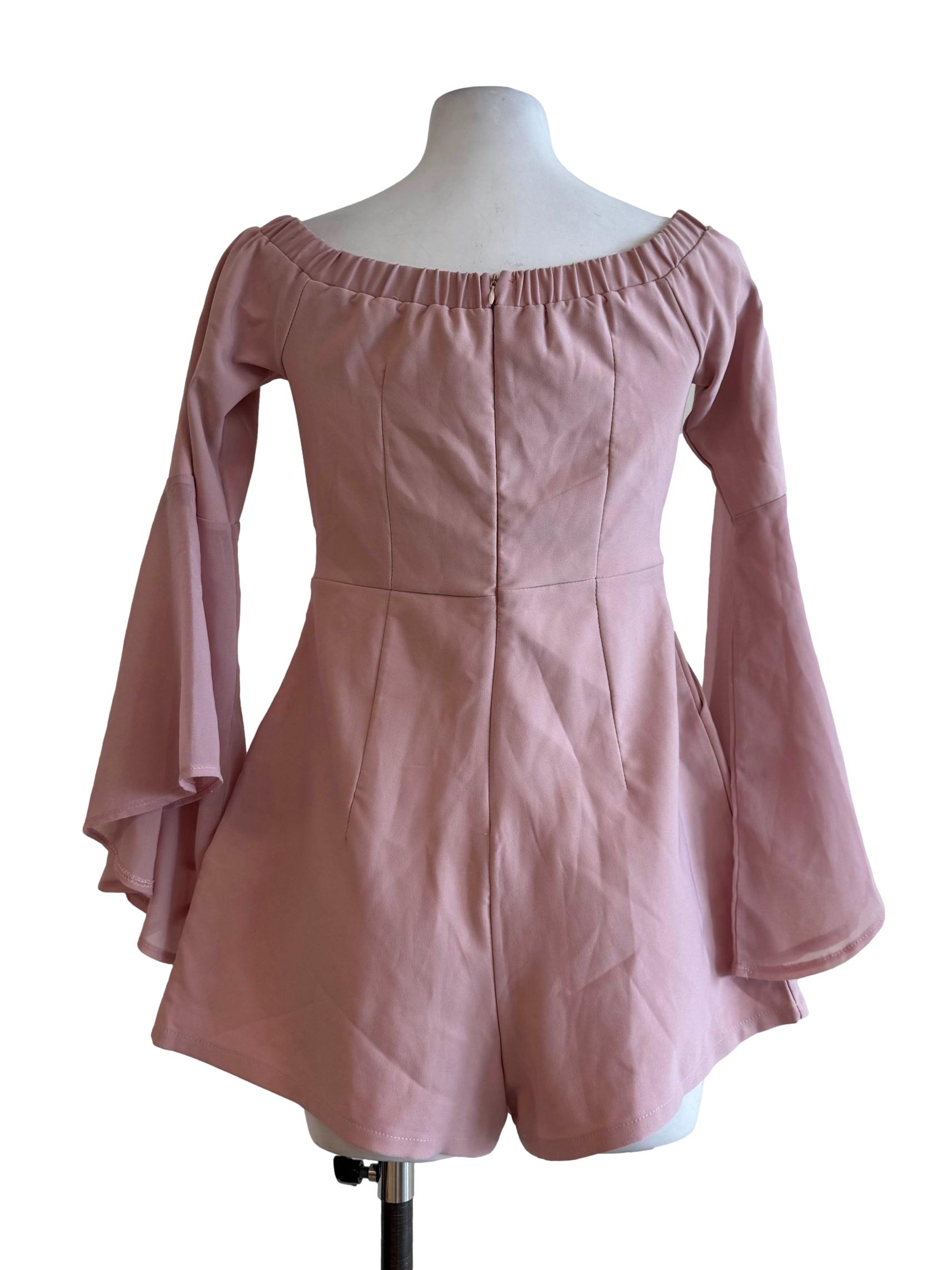 Pale Pink Off Shoulder Rompers