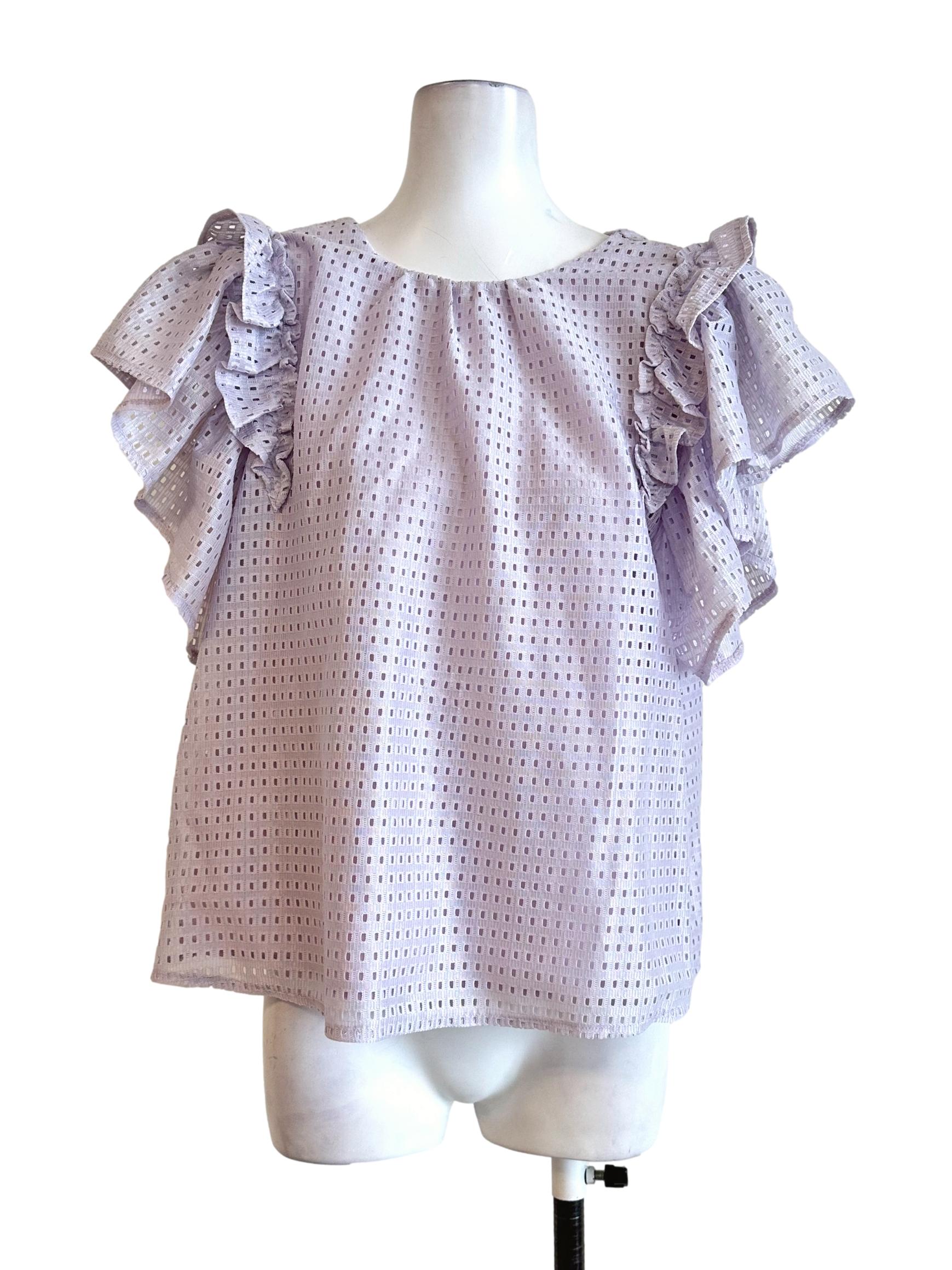 Heather Purple Embroidery Pattern Top LB