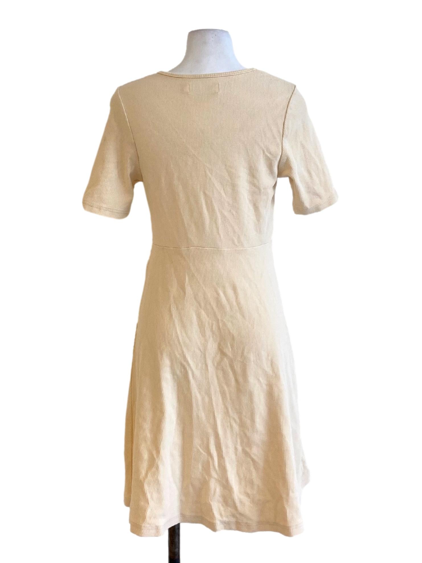 Cream White Knitted Square Neck Shirt Dress