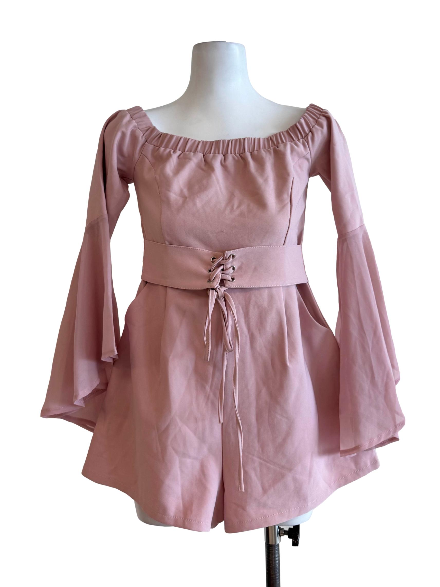 Pale Pink Off Shoulder Rompers