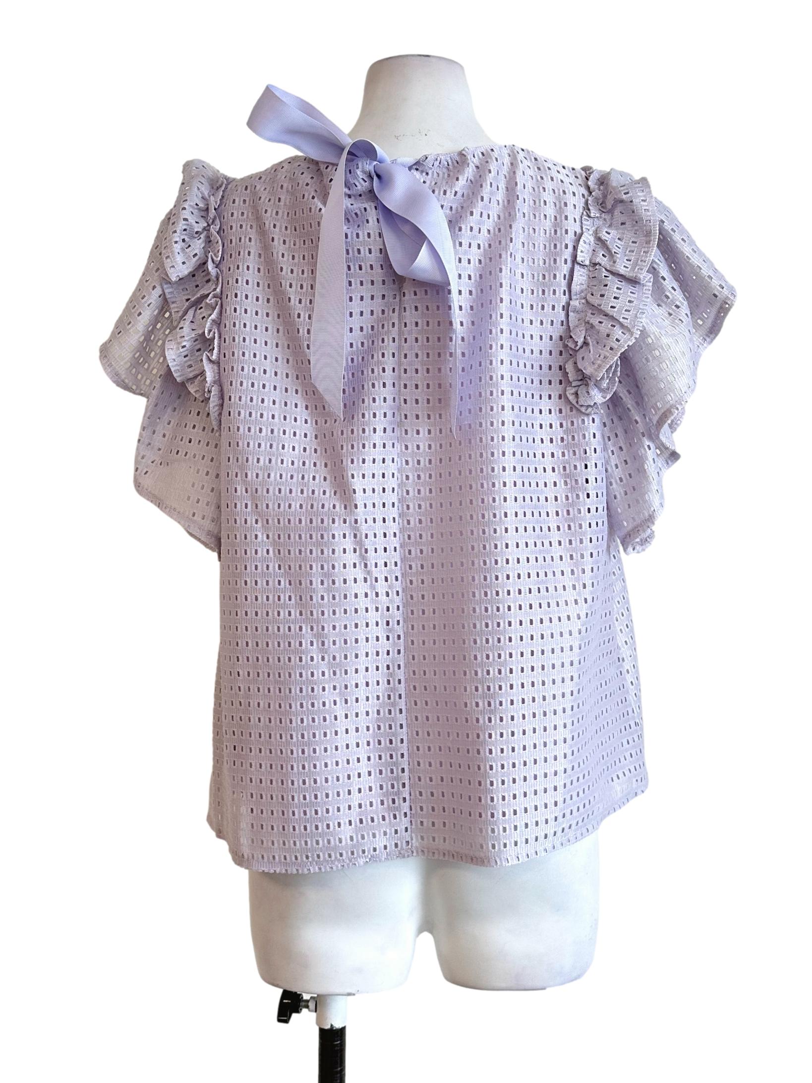 Heather Purple Embroidery Pattern Top LB