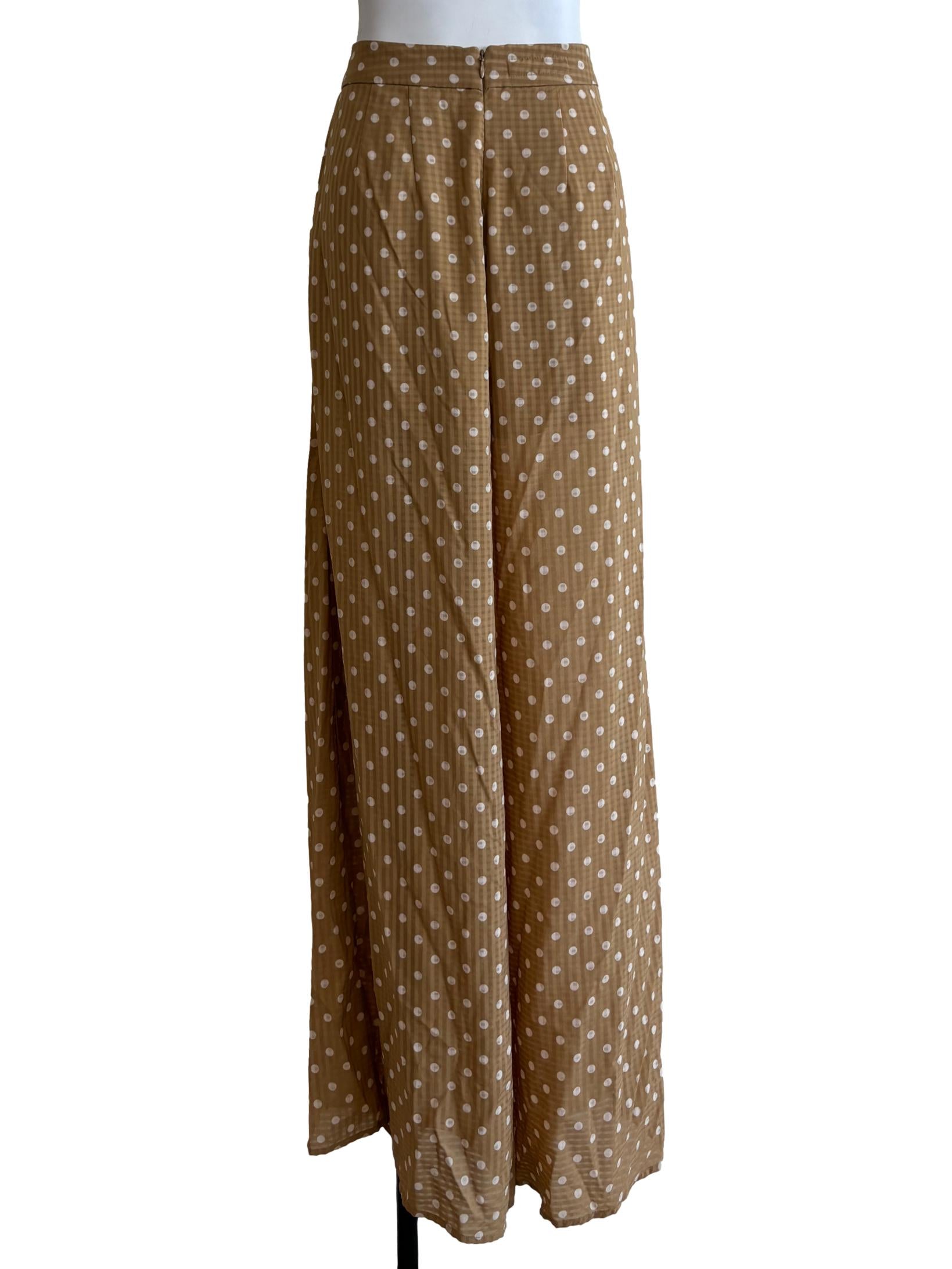 Buff Brown Wide Polka Dot Pants