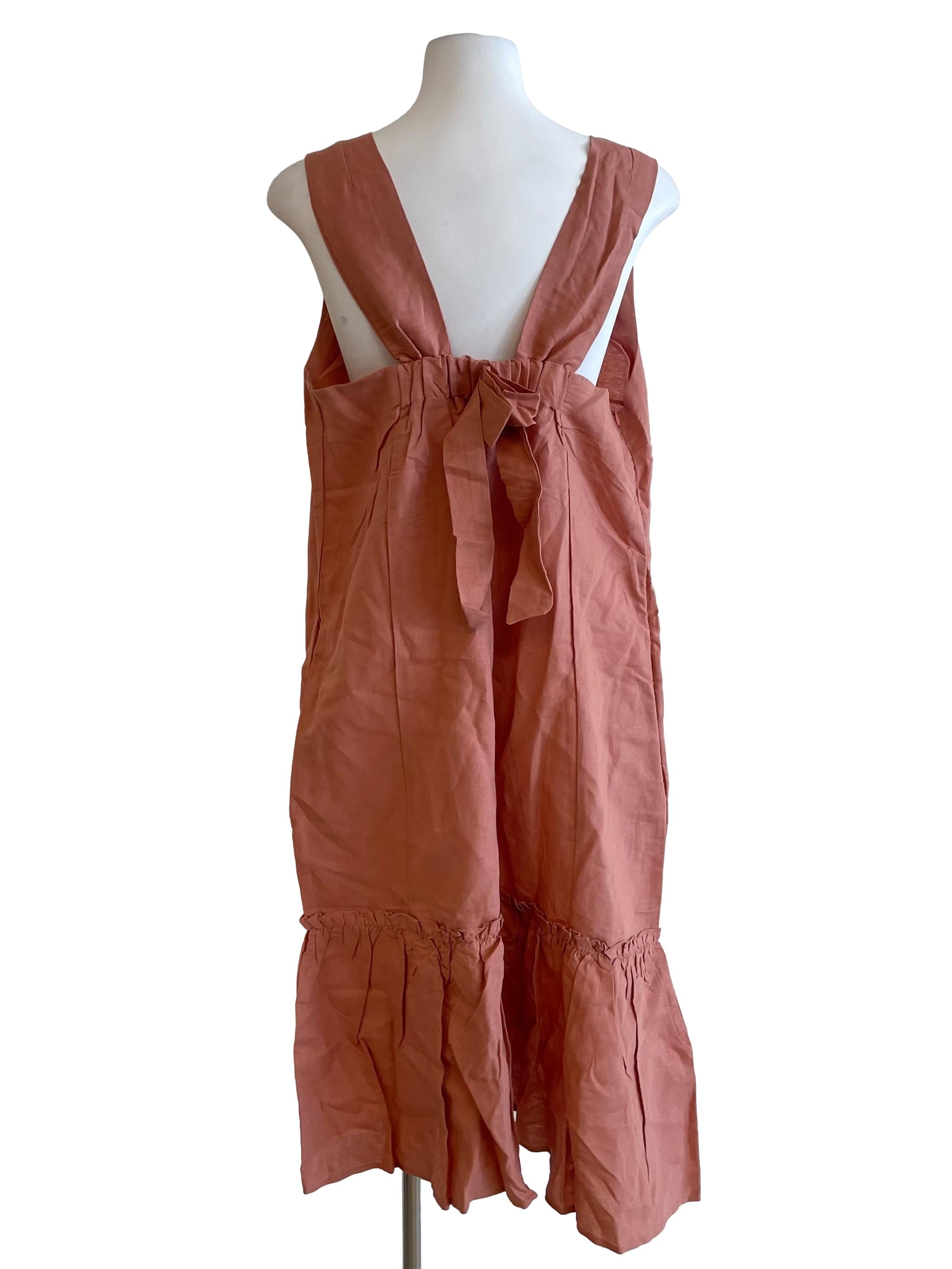 Coral Ruffle Sleeveless Dress