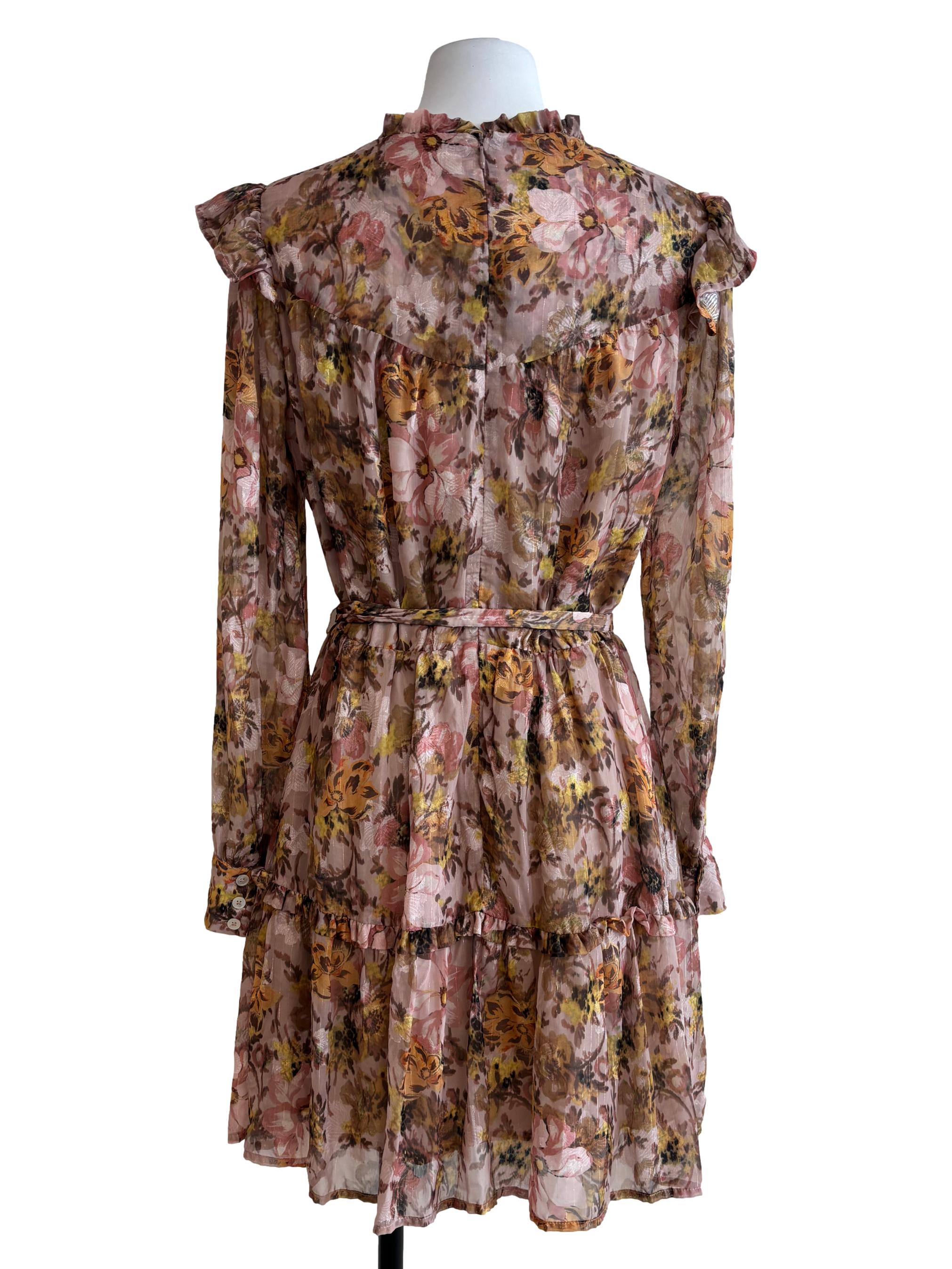 Sepia Brown Layered Patterned Dress