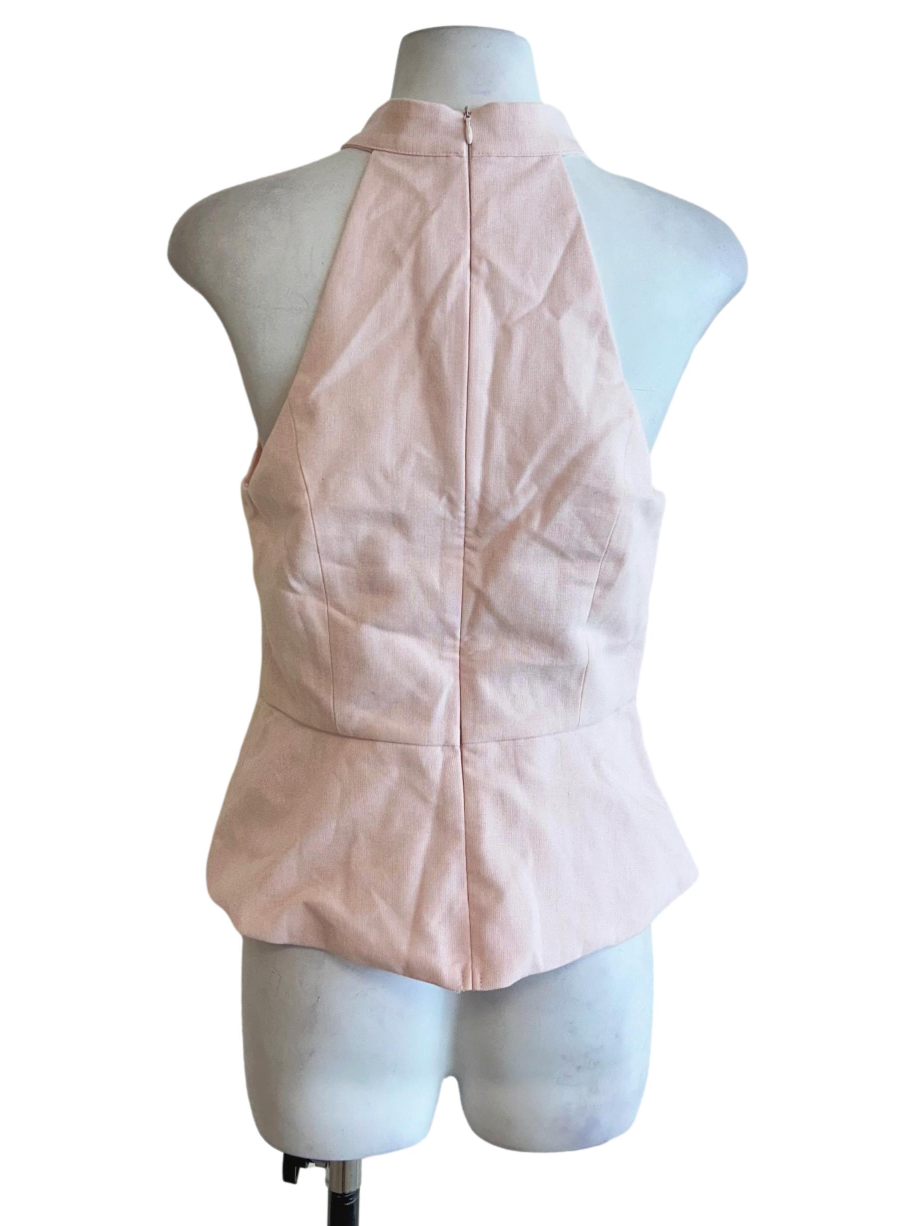 Blush Pink Halter Neck Peplum Top