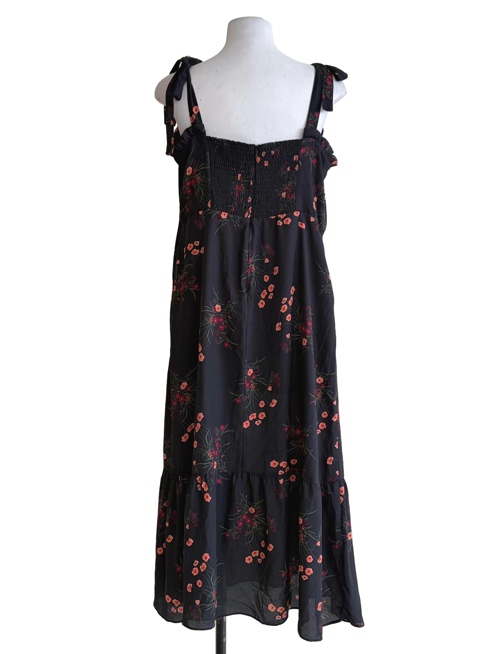 Jade Black Floral Print Sun Dress