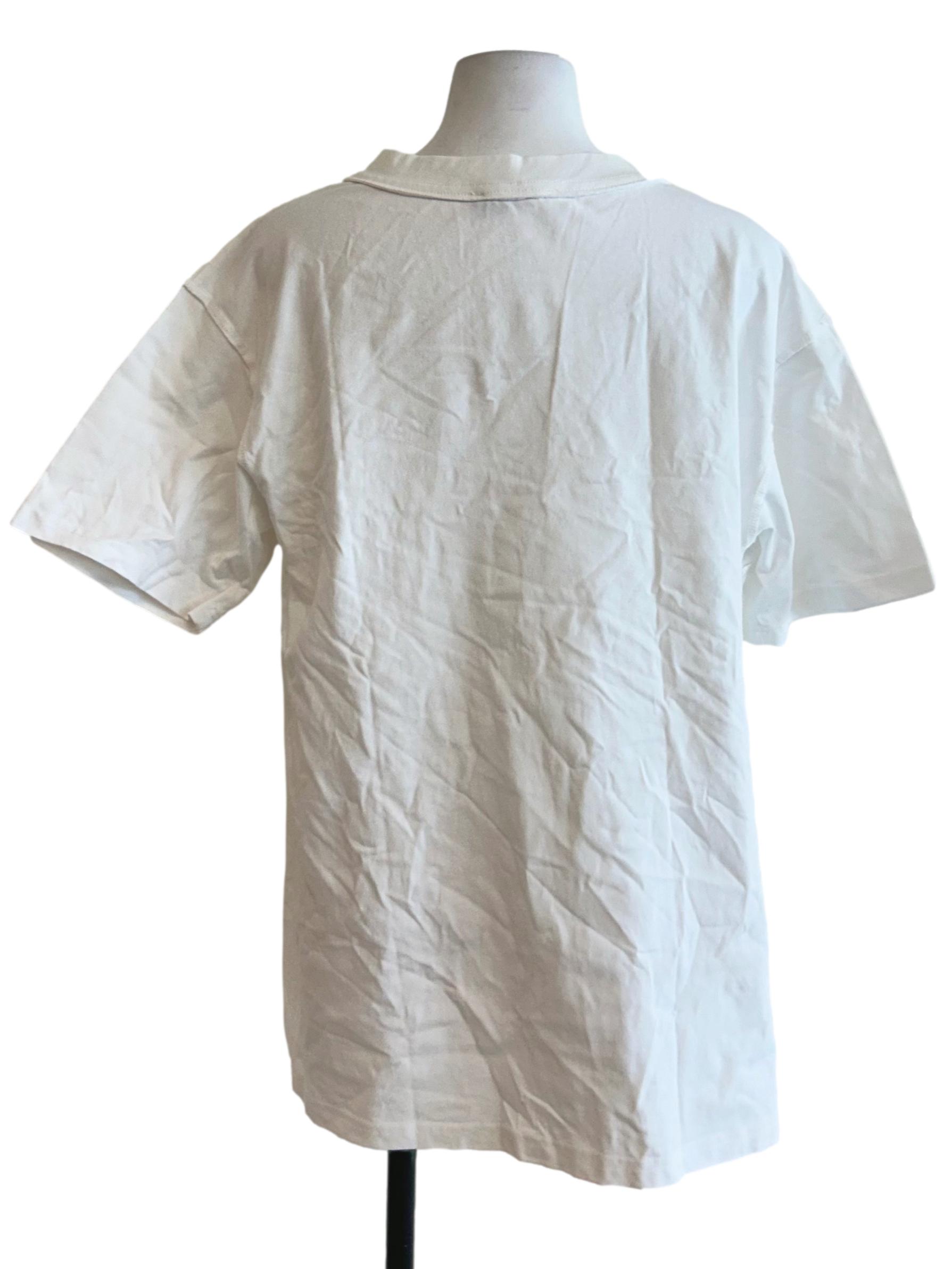 White Oversized Linen V-Neck T-Shirt