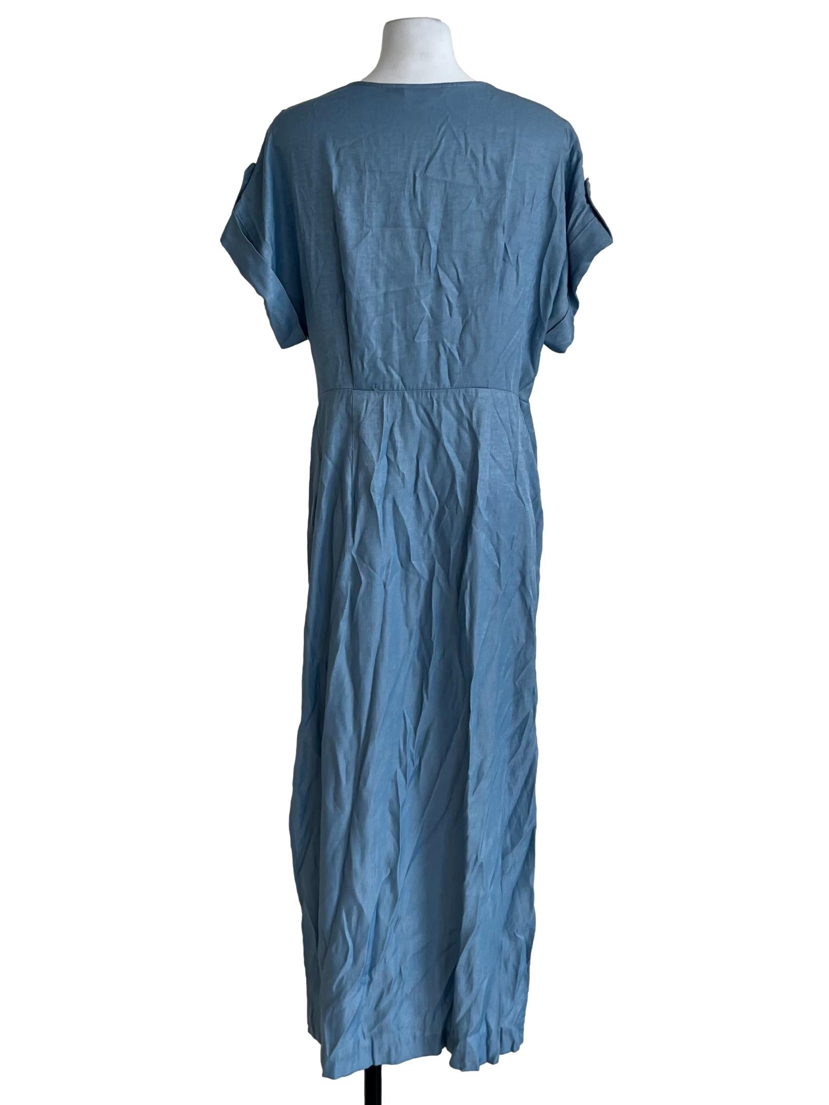 Sky Blue V-Neckline Empire Dress