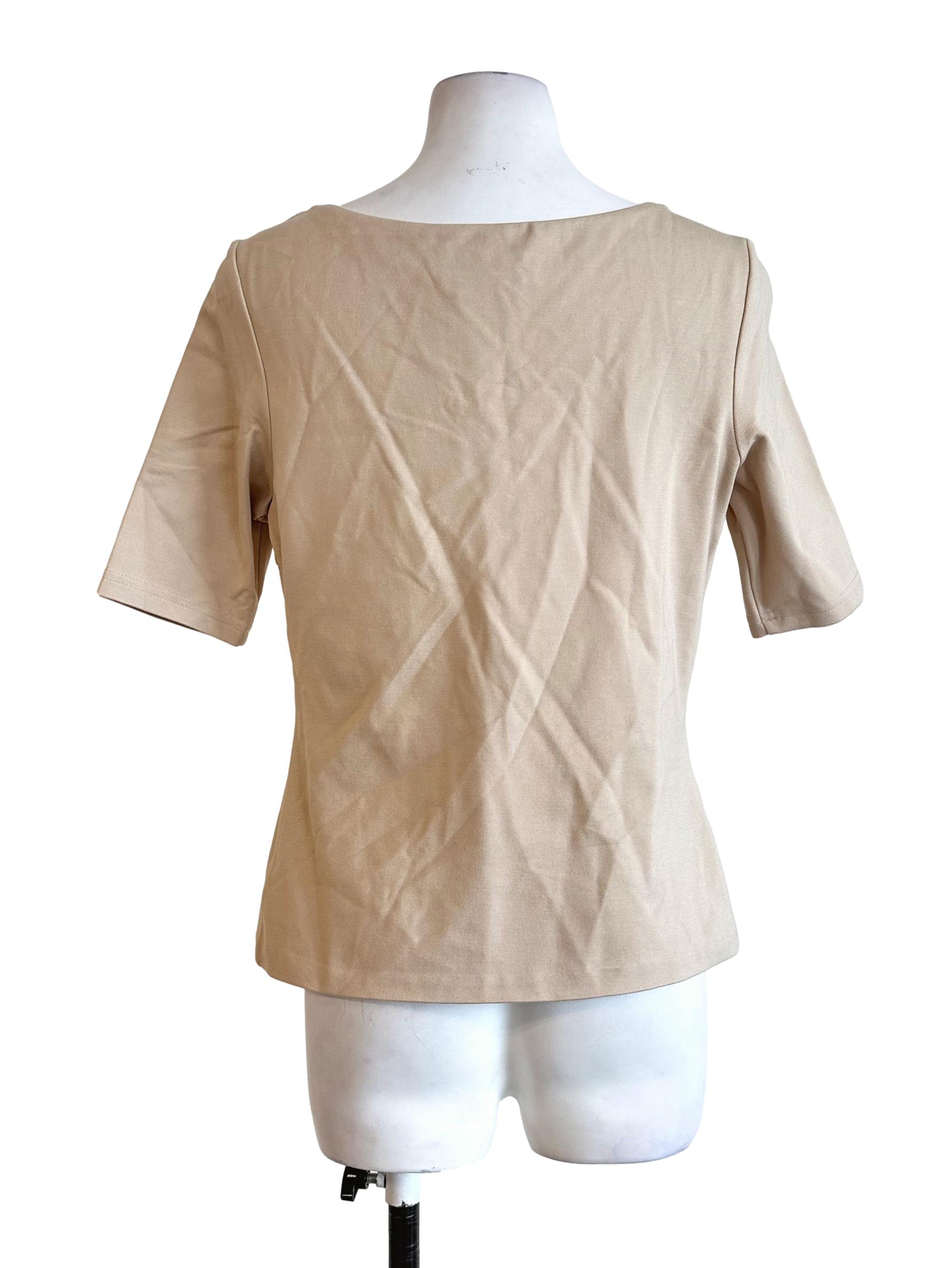 Macaroon Beige Square Neck Top LB