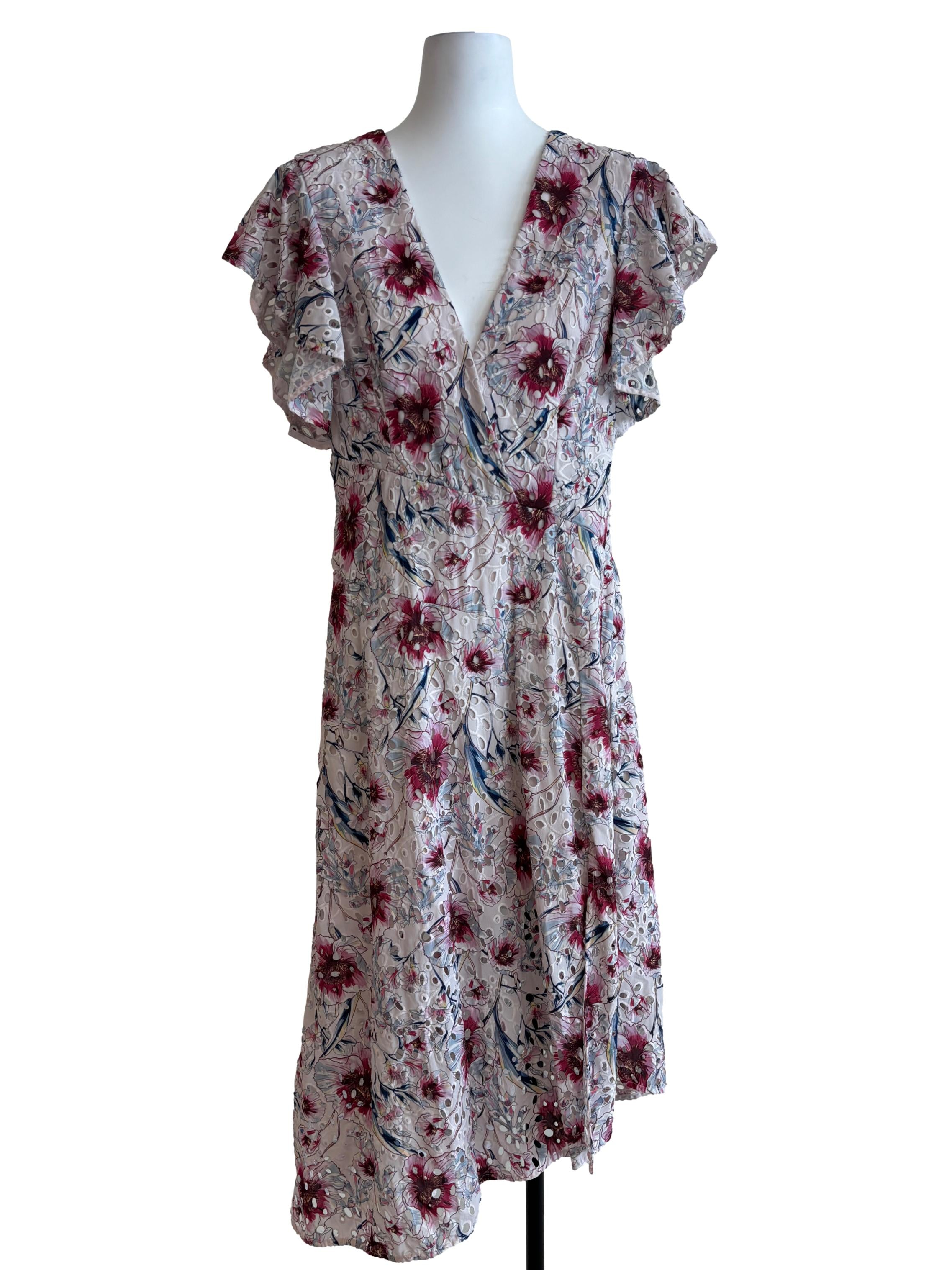 Coconut White Pink Floral Eyelet Dress