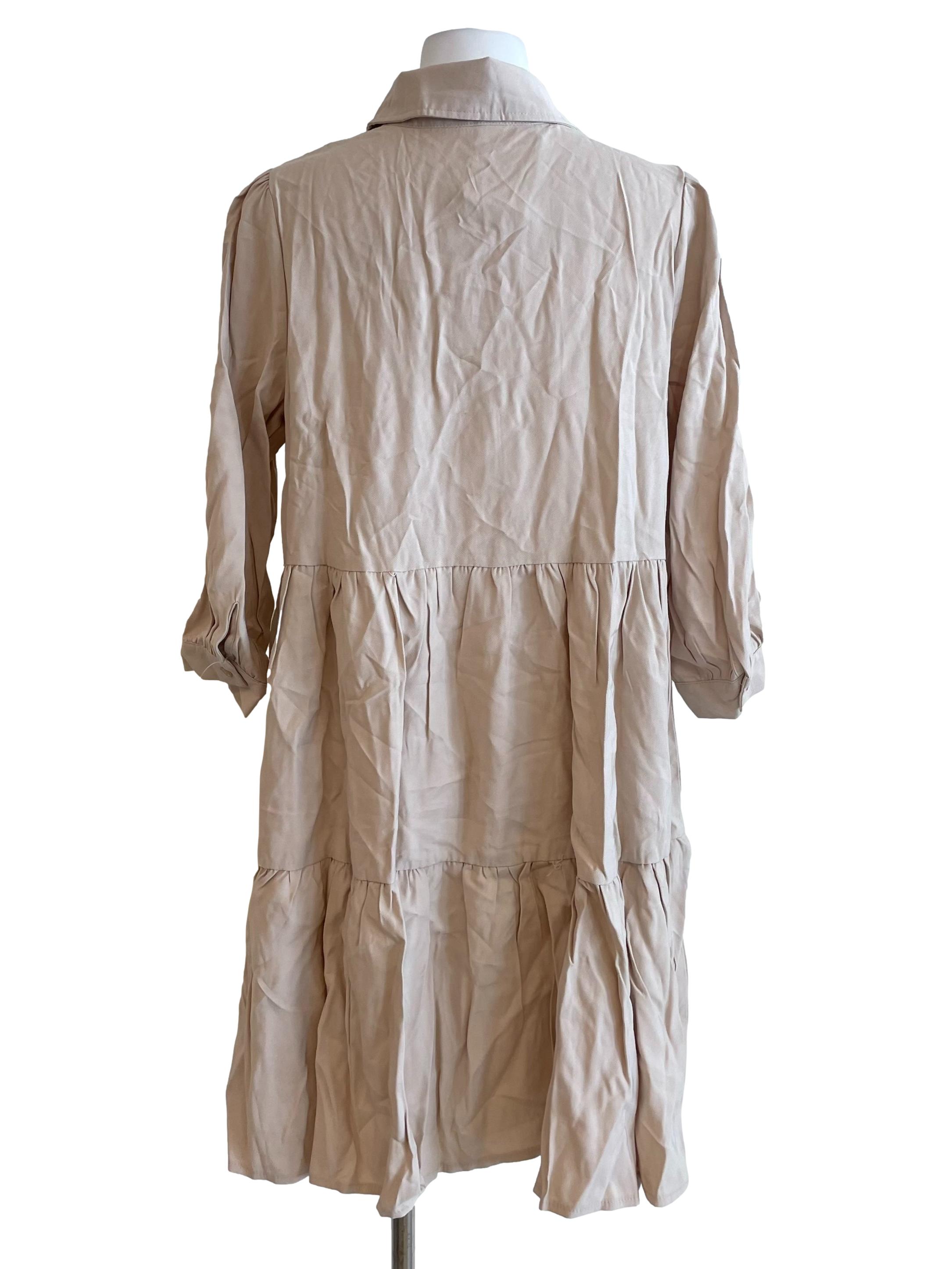 Baeige Tiered Petite Shirt Dress