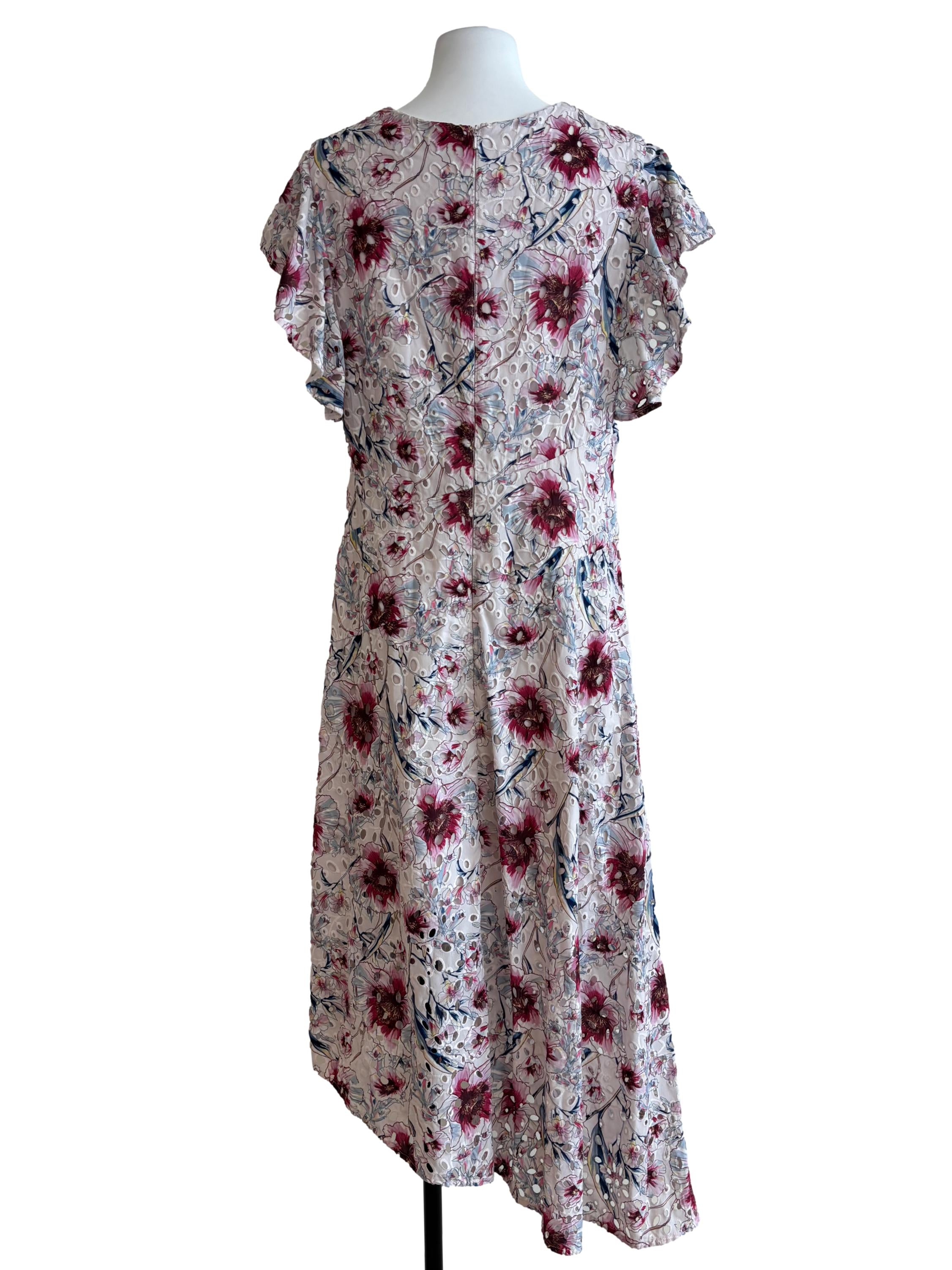 Coconut White Pink Floral Eyelet Dress